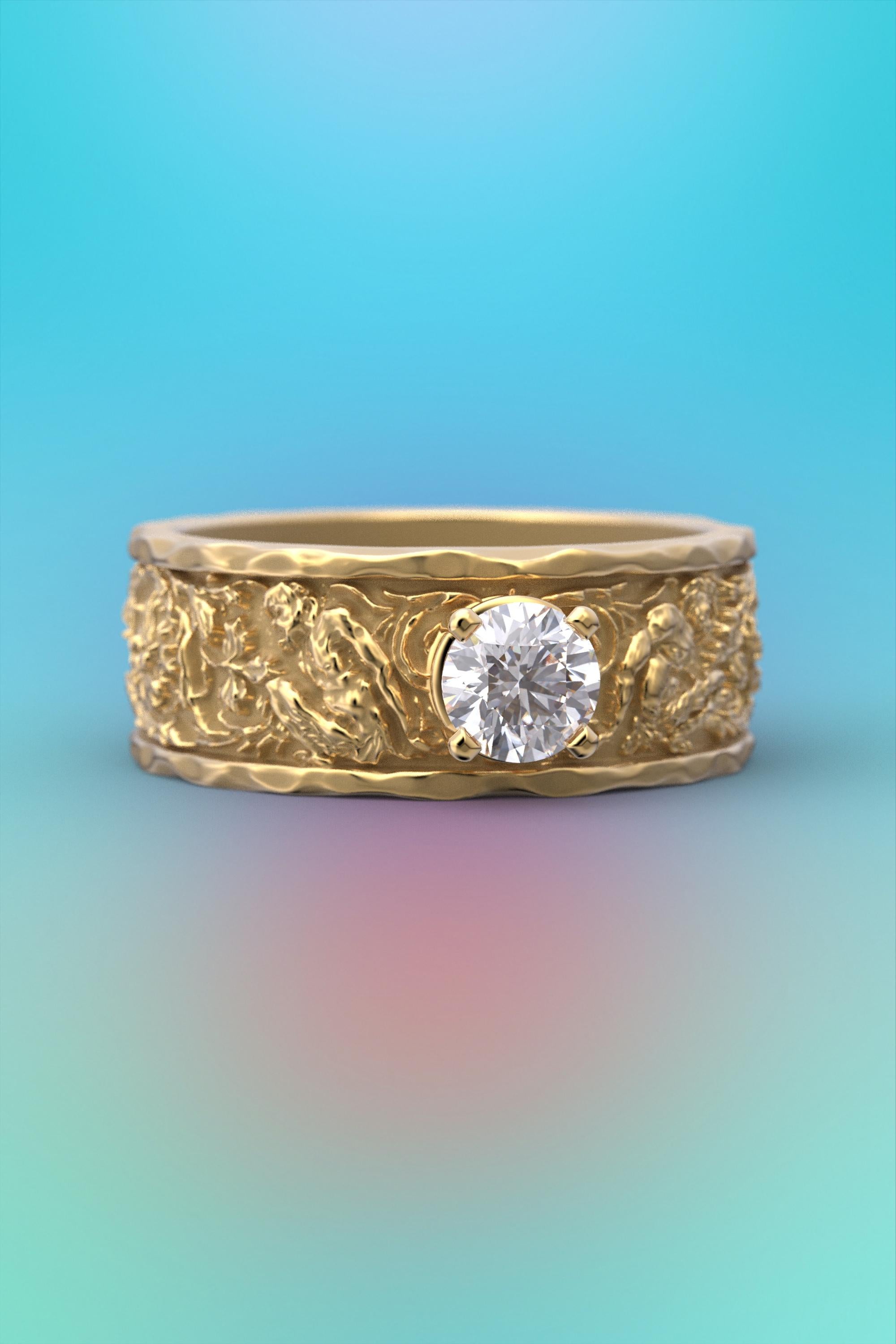 For Sale:  Men's Wedding Band: 18k Gold with Natural Half-Carat Diamond, made in Italy ring 3