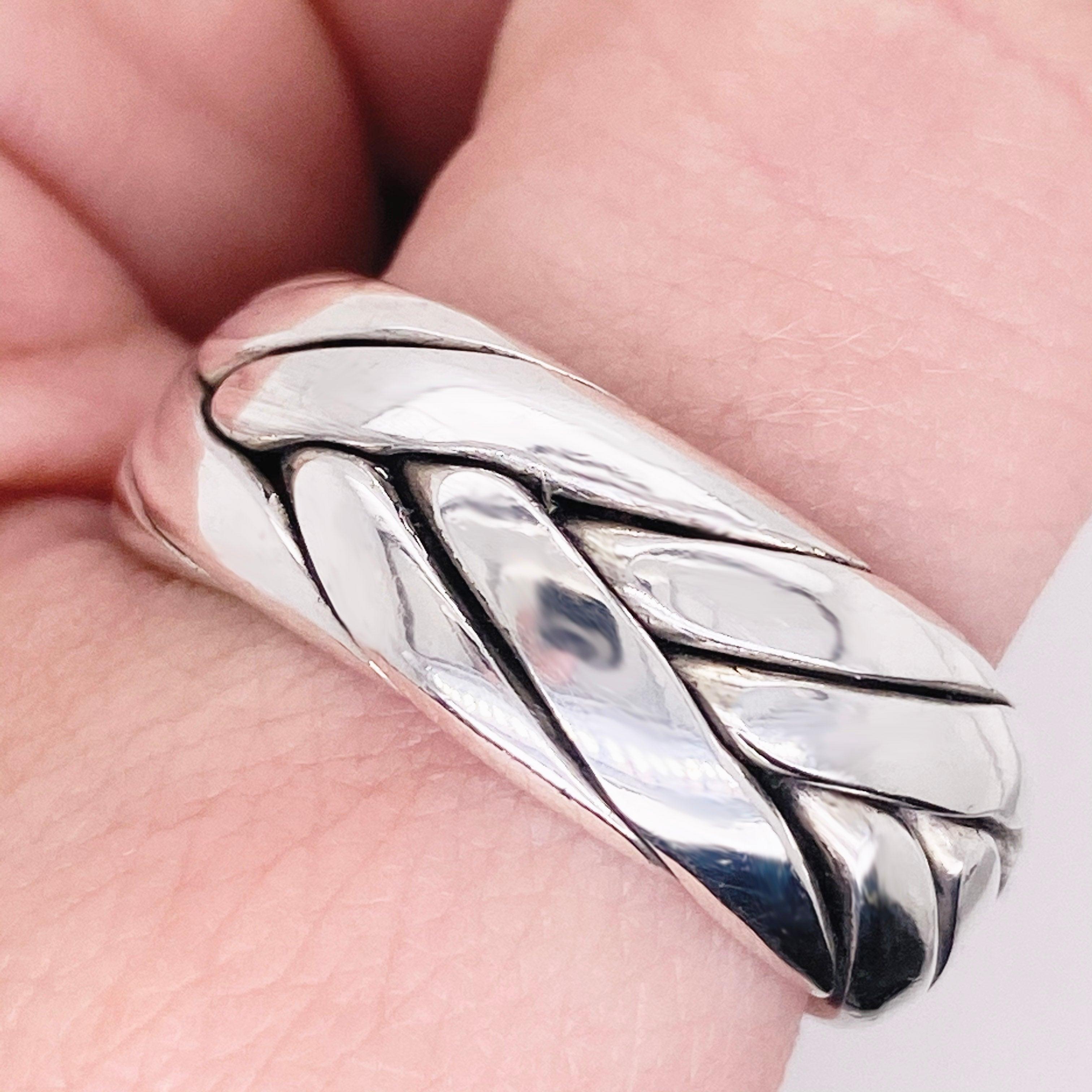 For Sale:  Men's Wedding Band, Sterling Silver Ring, Braided, Stylish, Wedding, USA 3