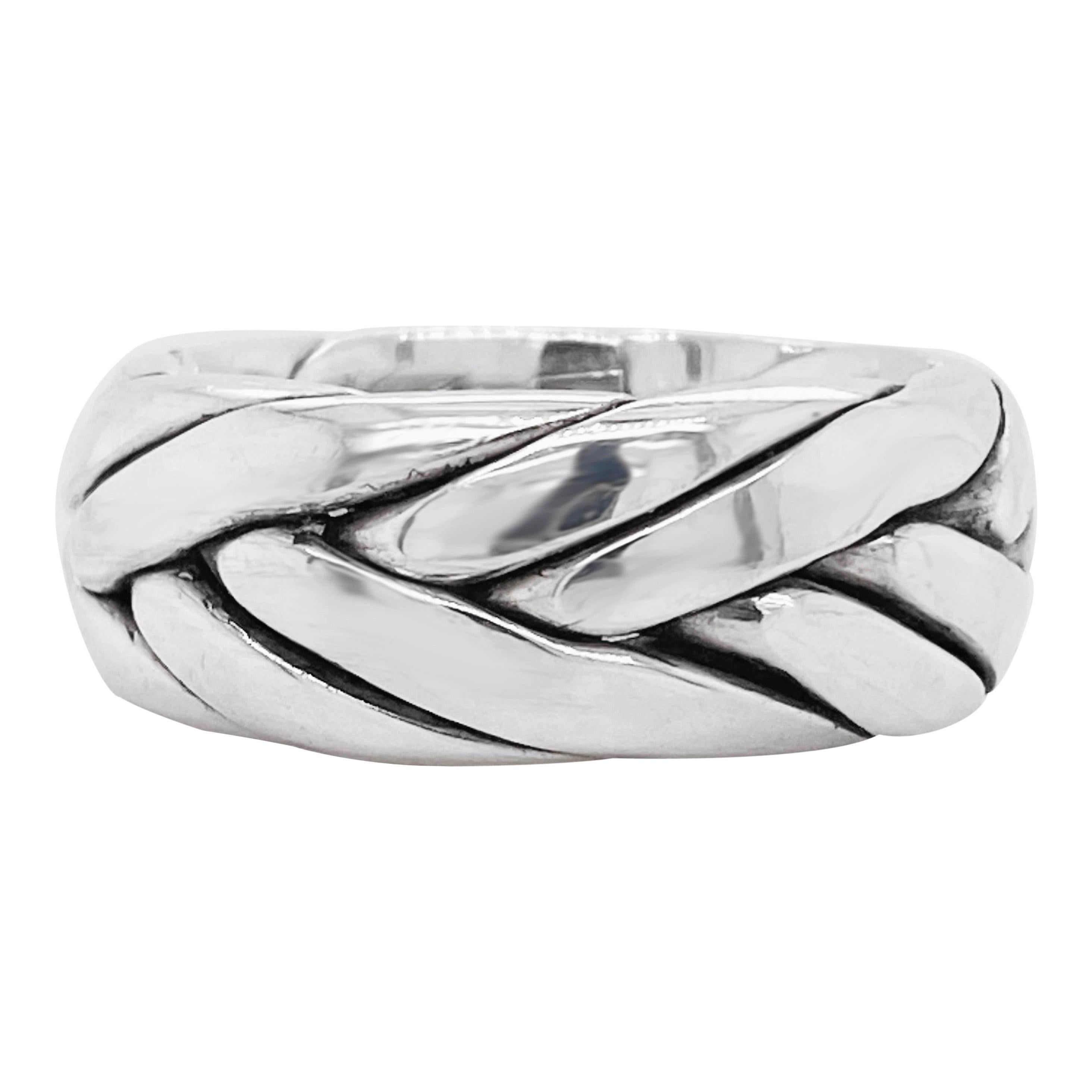 Men's Wedding Band, Sterling Silver Ring, Braided, Stylish, Wedding, USA