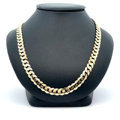 Men's Well Made Solid 14k Yellow Gold 25" Cuban Curb Link Chain Necklace