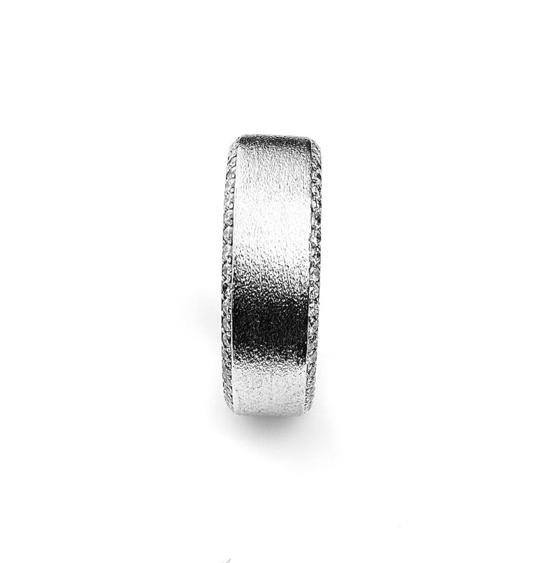 Men's White Gold Wedding Band with Diamonds Set on Beveled Edges at 1stDibs