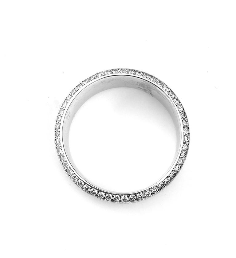 Men's White Gold Wedding Band with Diamonds Set on Beveled Edges at 1stDibs