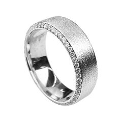 Men's White Gold Wedding Band with Diamonds Set on Beveled Edges