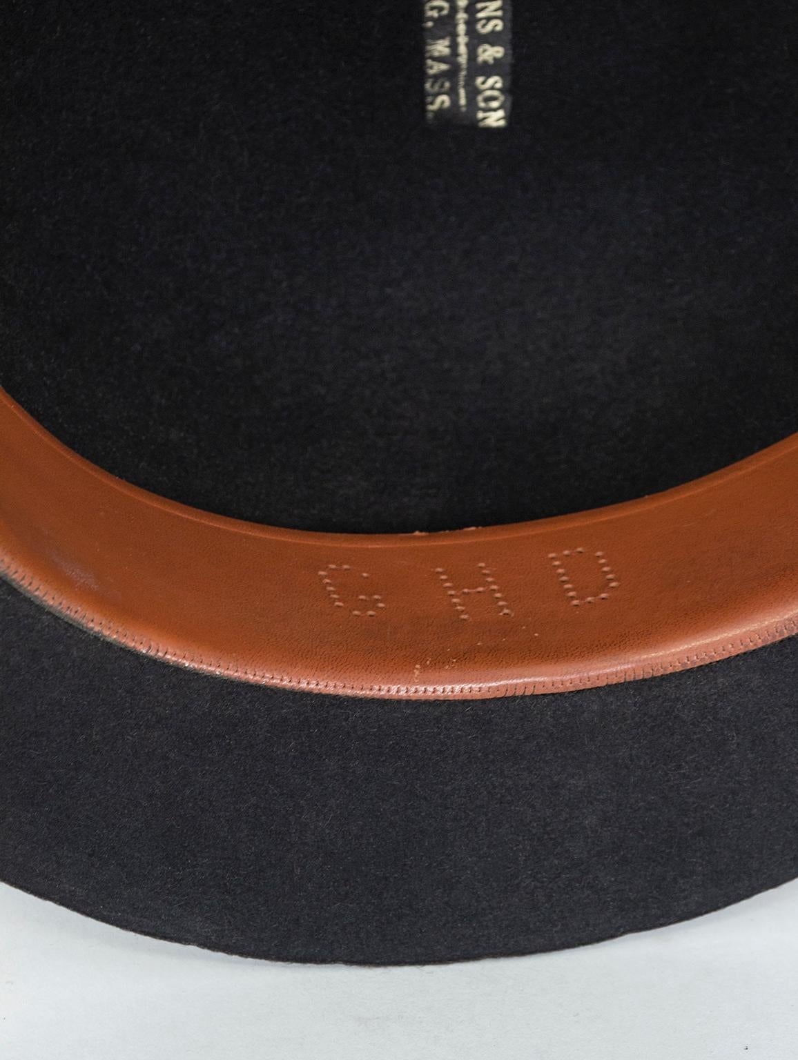 Men’s William Lyons Black Fine Felt Bowler Hat – size 7 1/8, 1920s For Sale 1