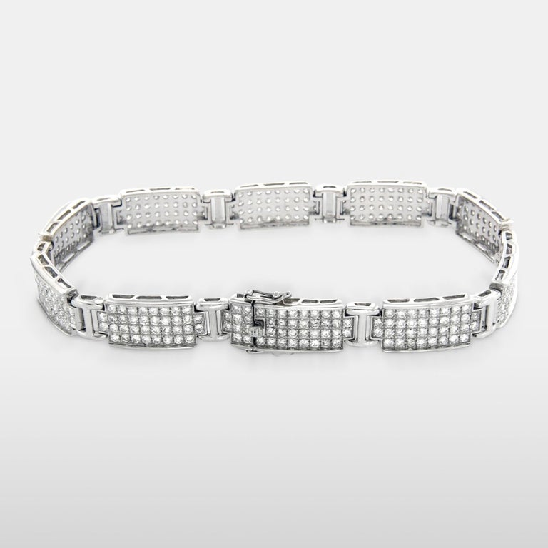 Men S Women 14 Karat White Gold With 5 80 Carat Diamonds Pave Bracelet Men S Women 14 Karat White Gold With 5 80 Carat Diamonds Pave Bracelet