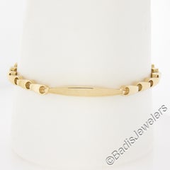 Men's Yellow Gold 7" Polished Finish 3D Geometric ID Link Chain Bracelet