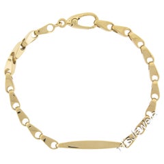Men
s Yellow Gold 7" Polished Finish 3D Geometric ID Link Chain Bracelet