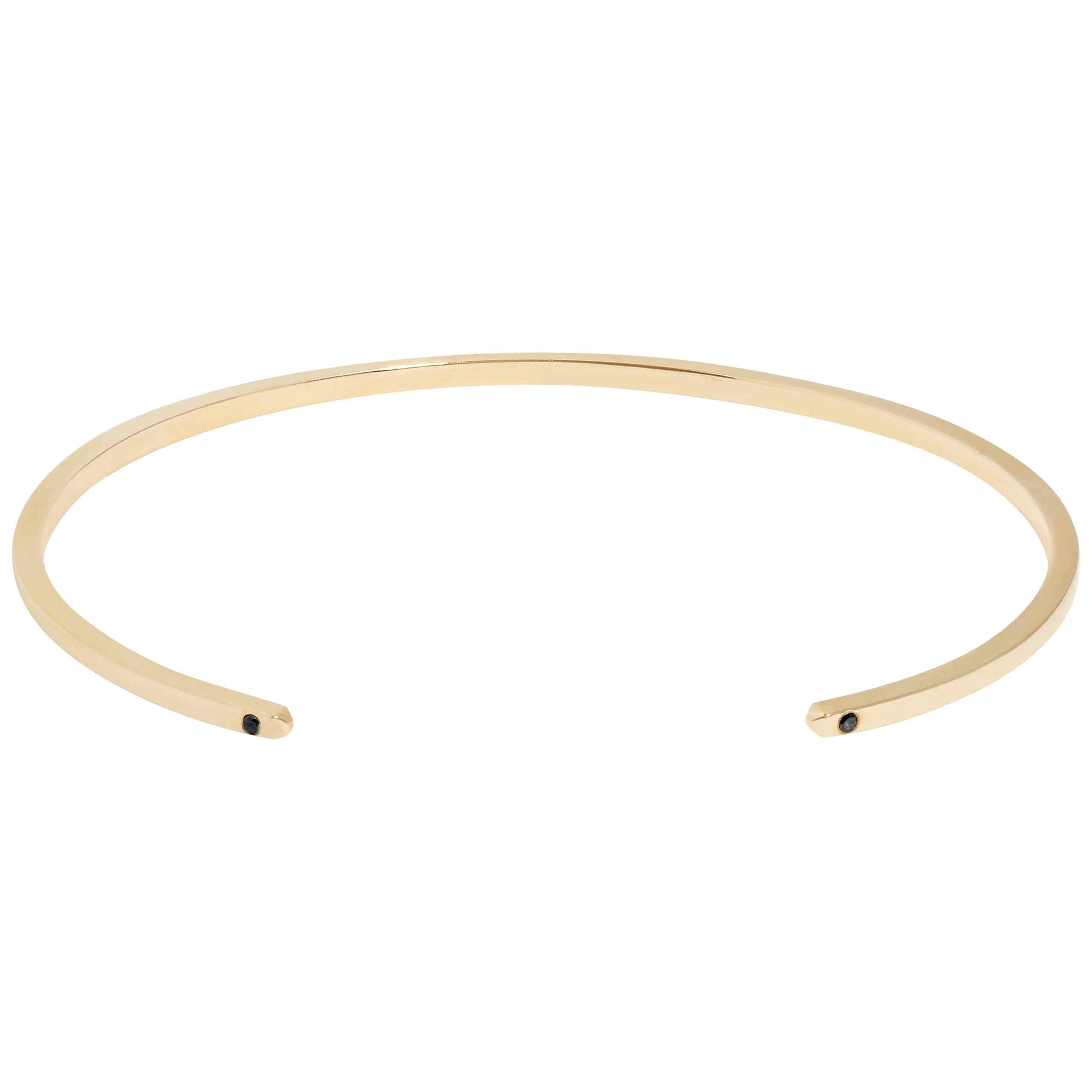 Men's Solid Yellow Gold Cuff with Black Diamonds by Allison Bryan