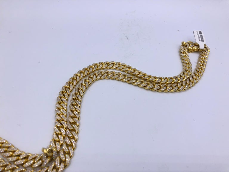 Men's Yellow Gold Diamond Cuban Link Chain For Sale at 1stDibs