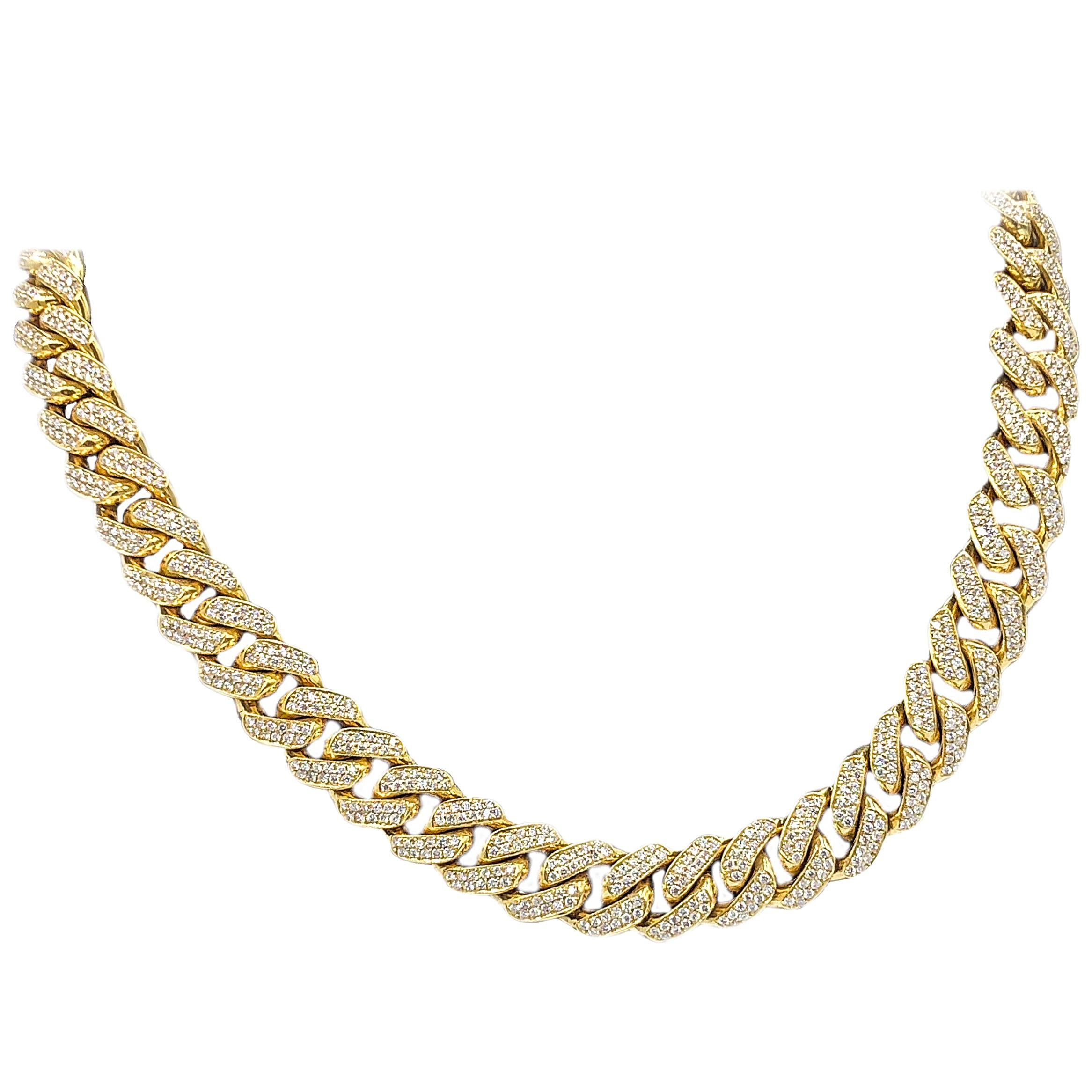 Men's Yellow Gold Diamond Cuban Link Necklace