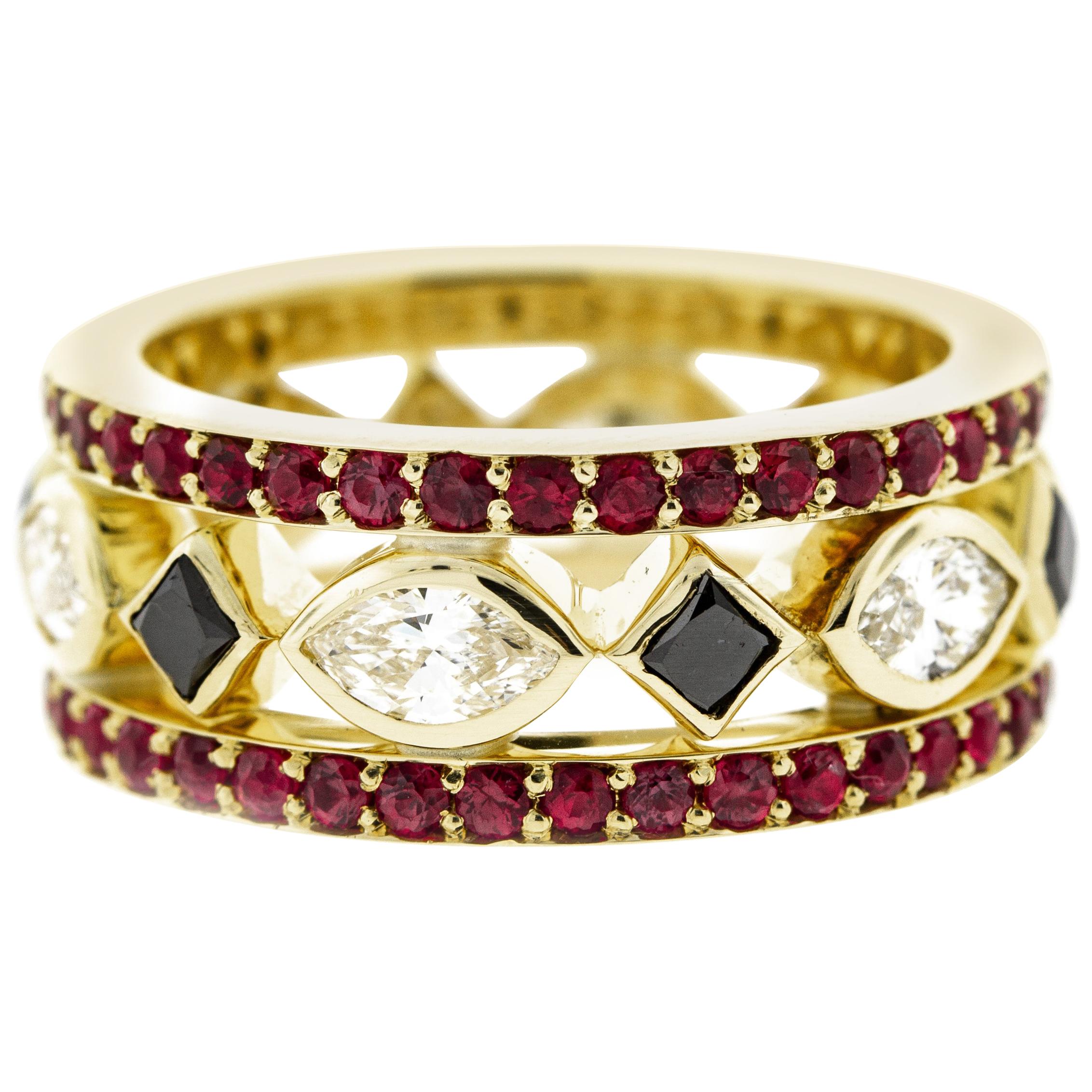 Mens ruby and deals diamond wedding band