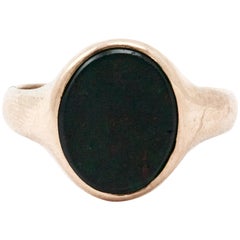 Men's Yellow Gold English Art Deco Bloodstone Signet Ring