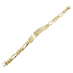 Men's Yellow Gold Figaro Chain ID Bracelet