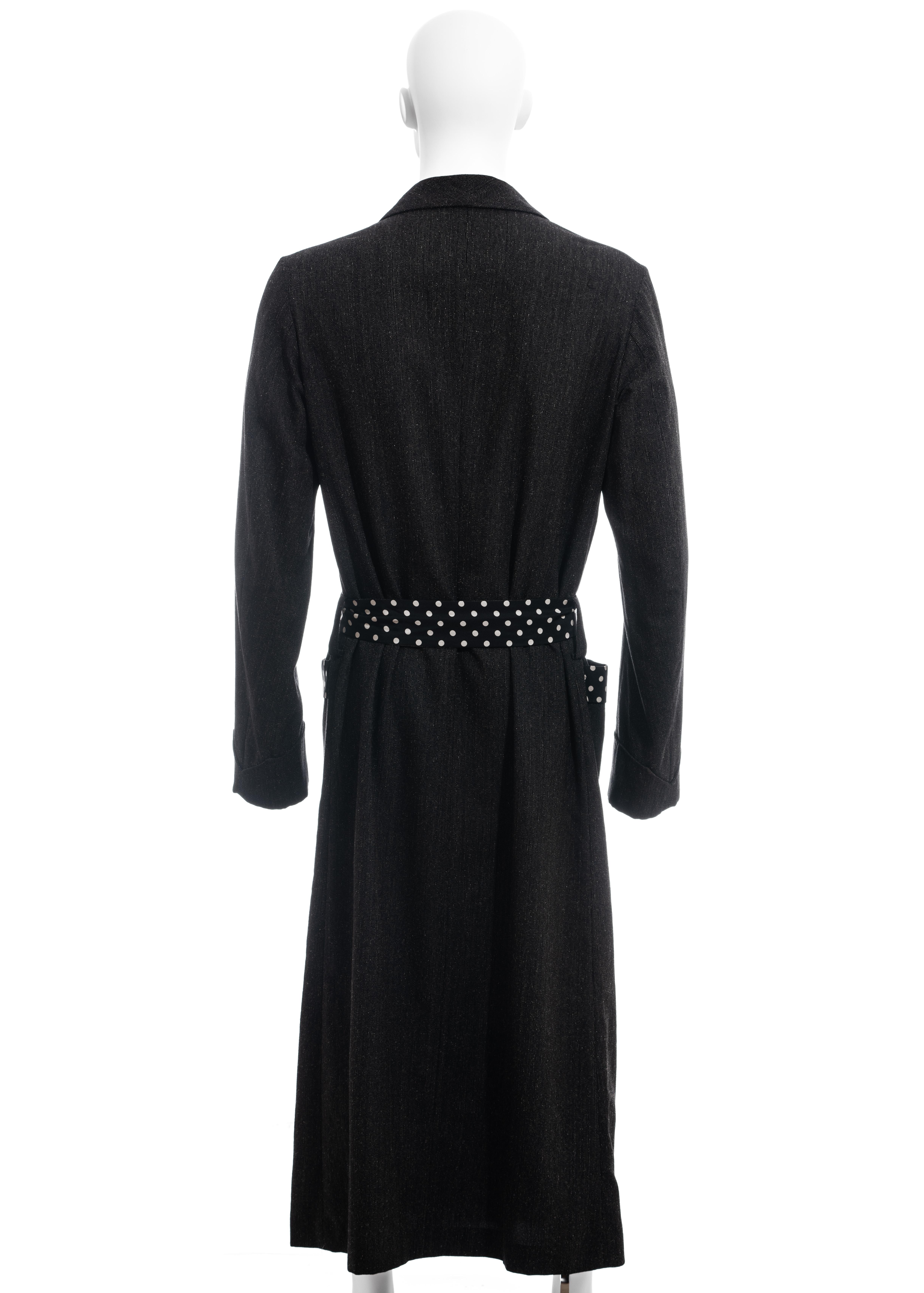 Men's Yohji Yamamoto grey wool and silk polkadot evening robe, fw 2009 For Sale 1