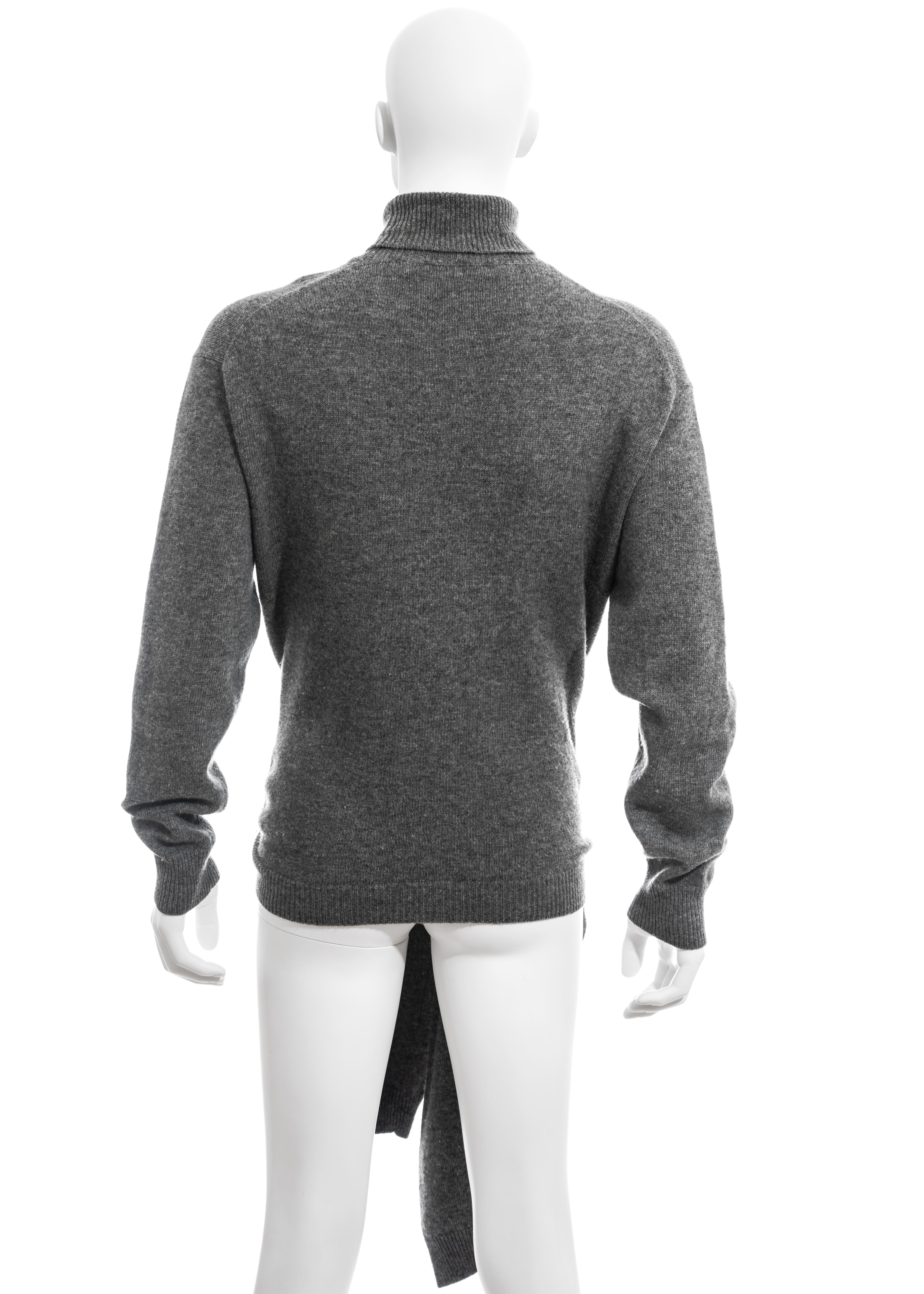 Men's Yohji Yamamoto grey wool four-sleeved knitted sweater, fw 1992 For Sale 1
