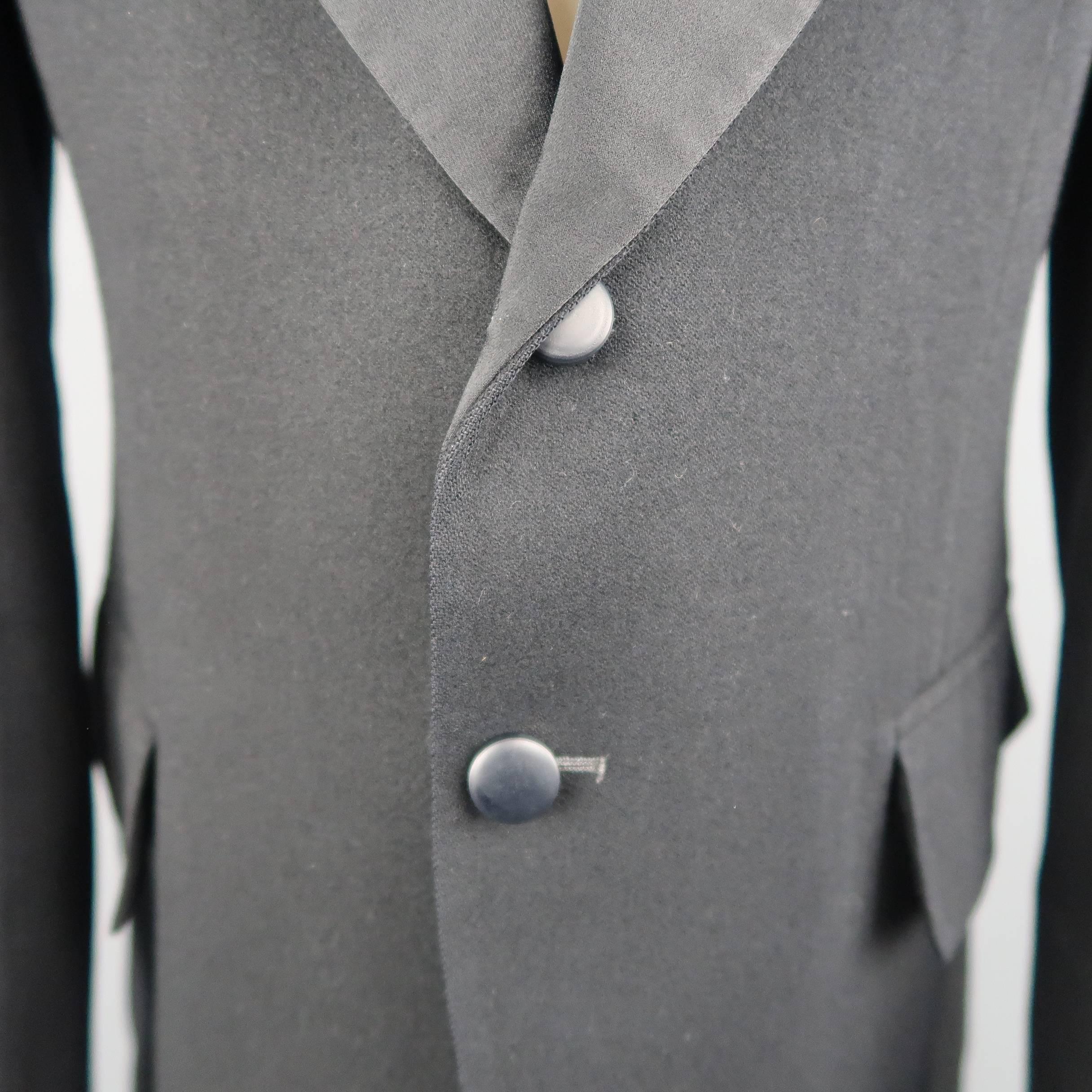 Black Jean Paul Gaultier Men's Wool Silk Peak Lapel Le Smoking Tuxedo Jacket