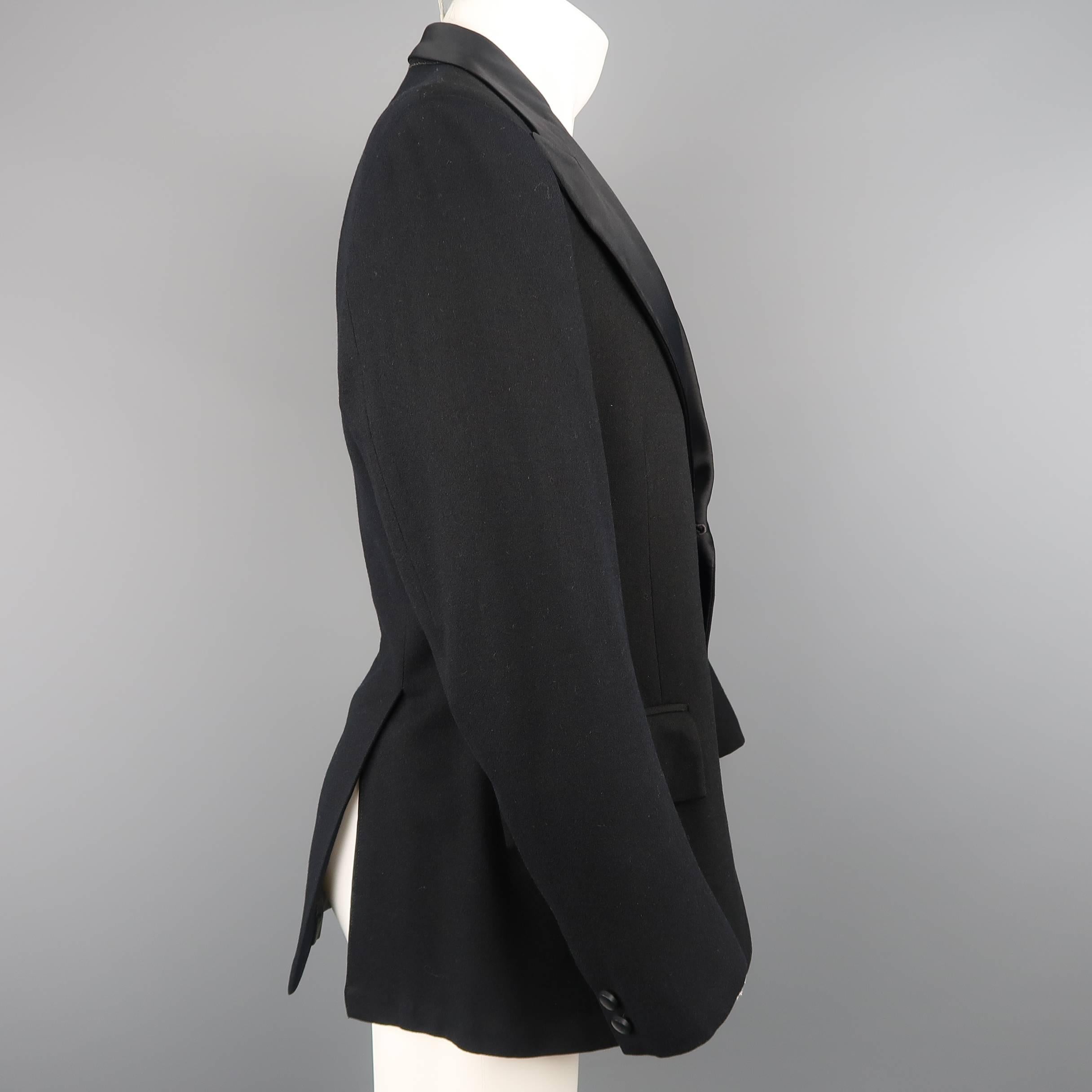 Jean Paul Gaultier Men's Wool Silk Peak Lapel Le Smoking Tuxedo Jacket 1