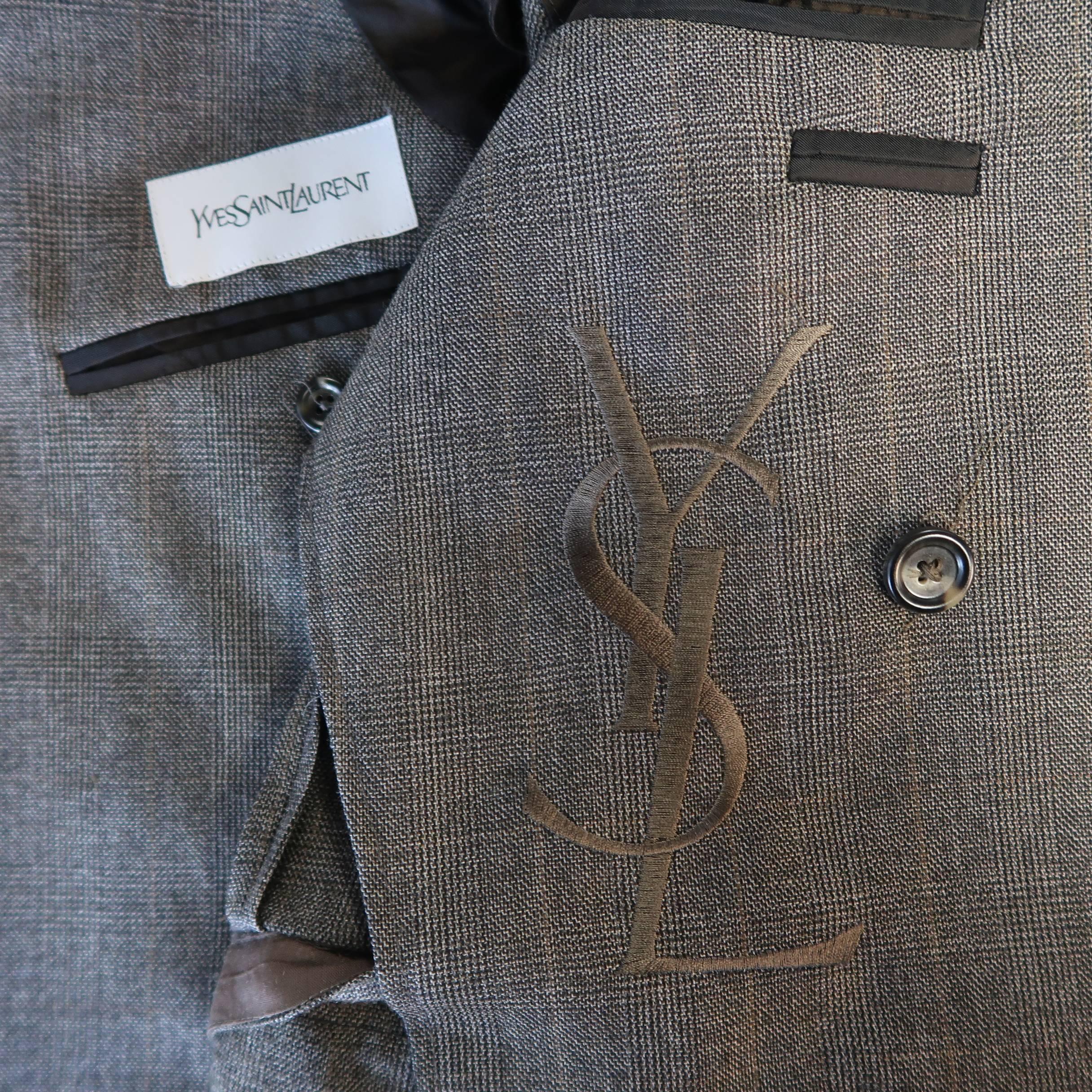 Yves Saint Laurent by Tom Ford Men's Taupe Glenplaid Wool Peak Lapel Suit 4