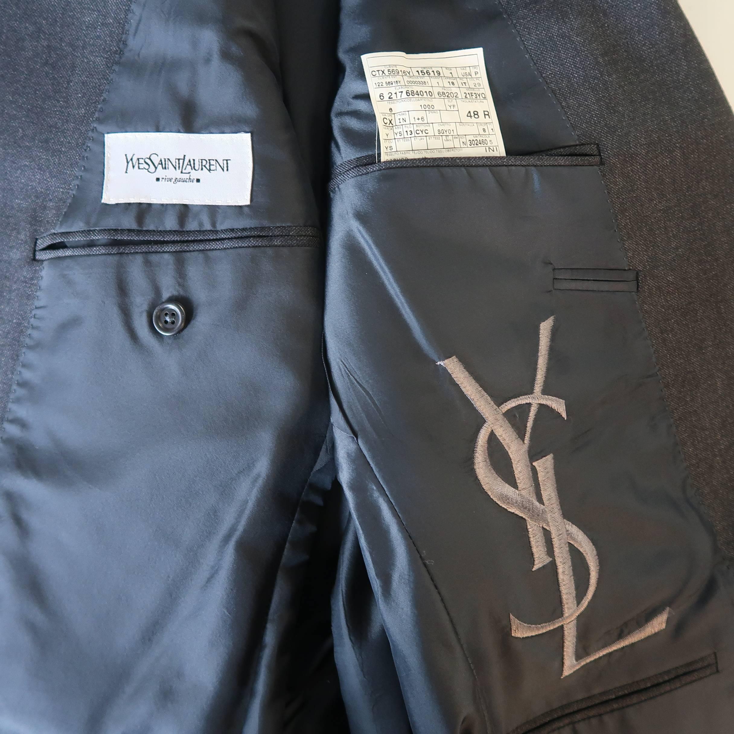 Yves Saint Laurent By Tom Ford Men's Charcoal Wool 2 Button Notch Lapel Suit 4
