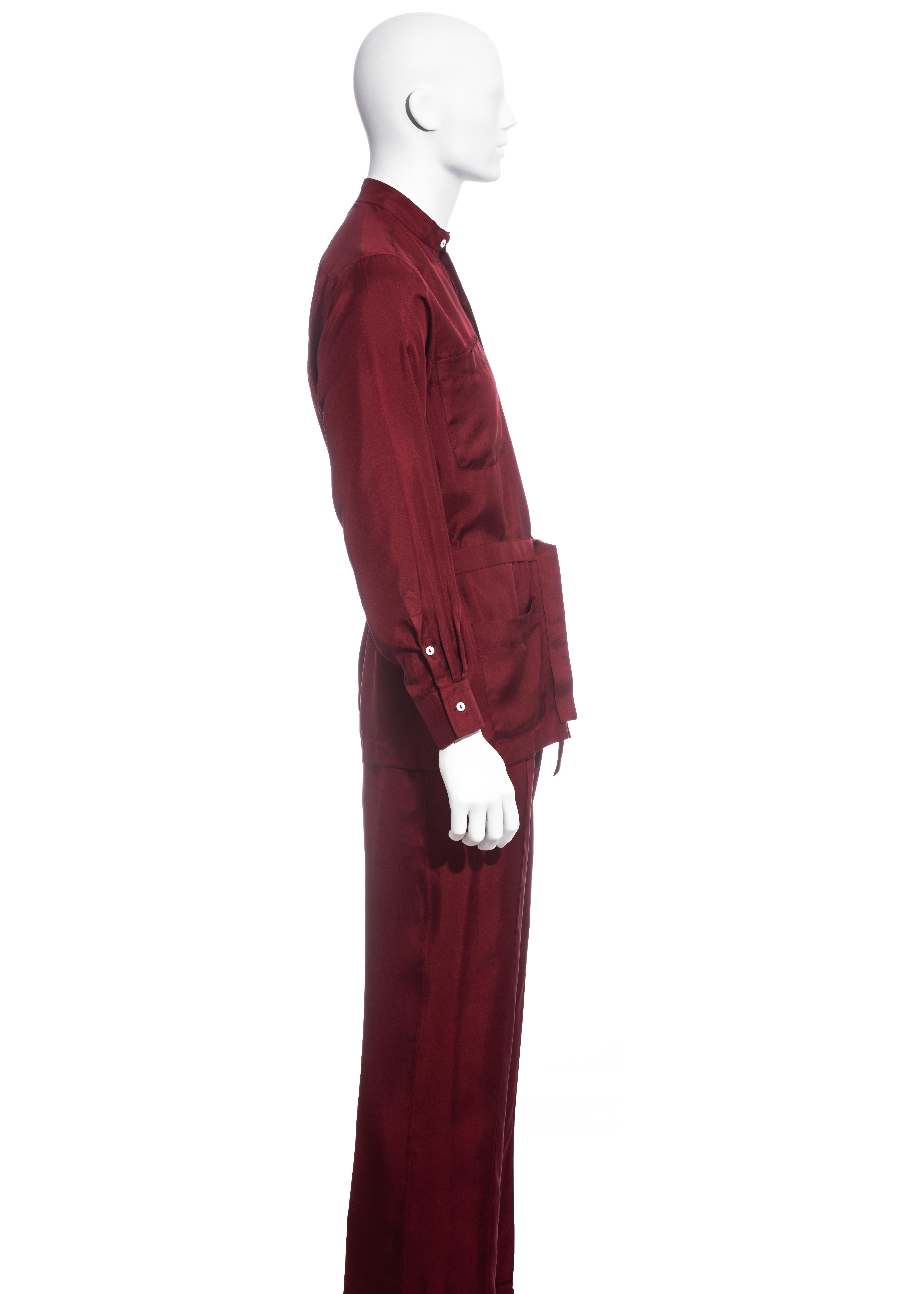 Men's Yves Saint Laurent red silk leisure suit, ss 1978 1