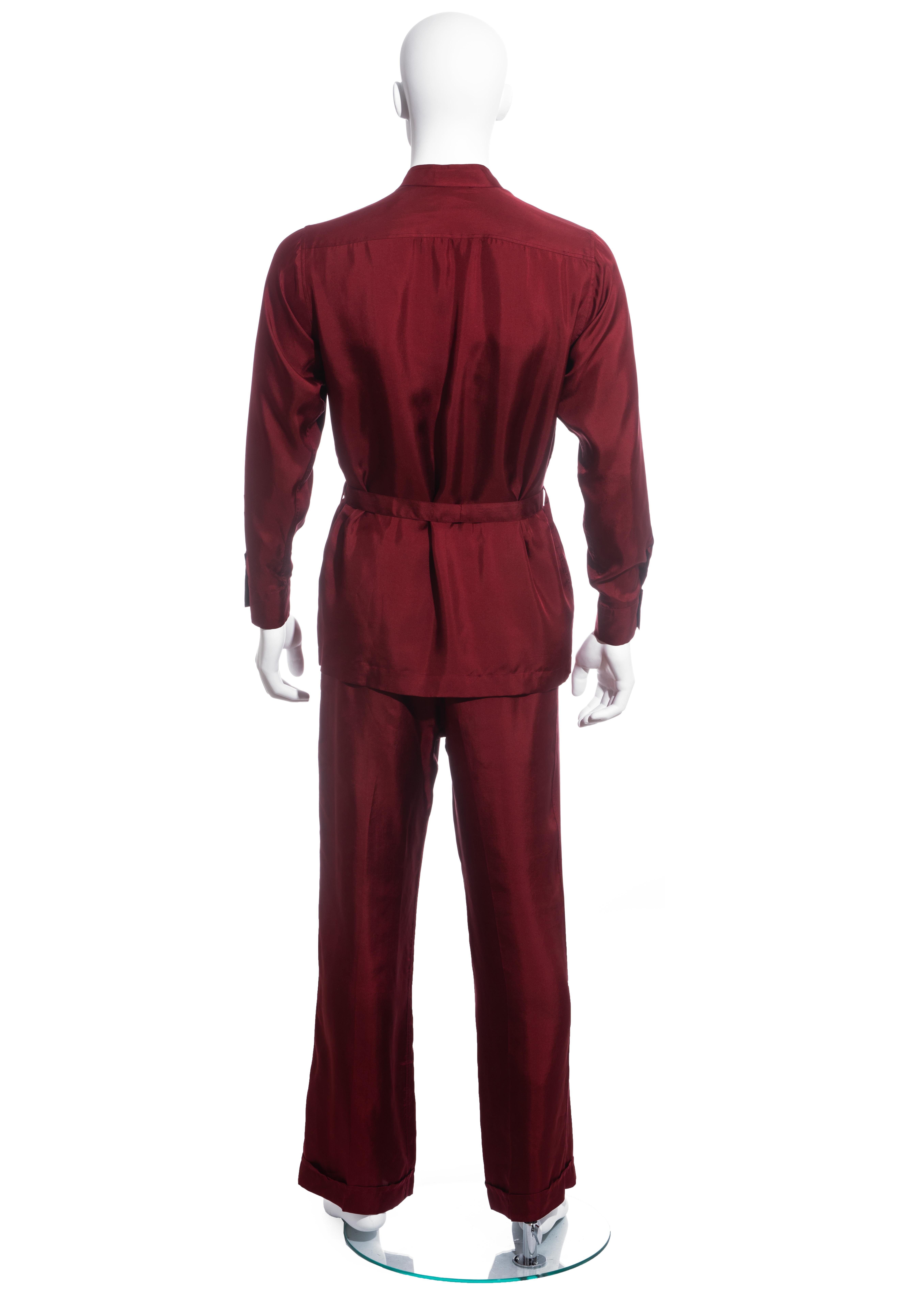 Men's Yves Saint Laurent red silk leisure suit, ss 1978 2