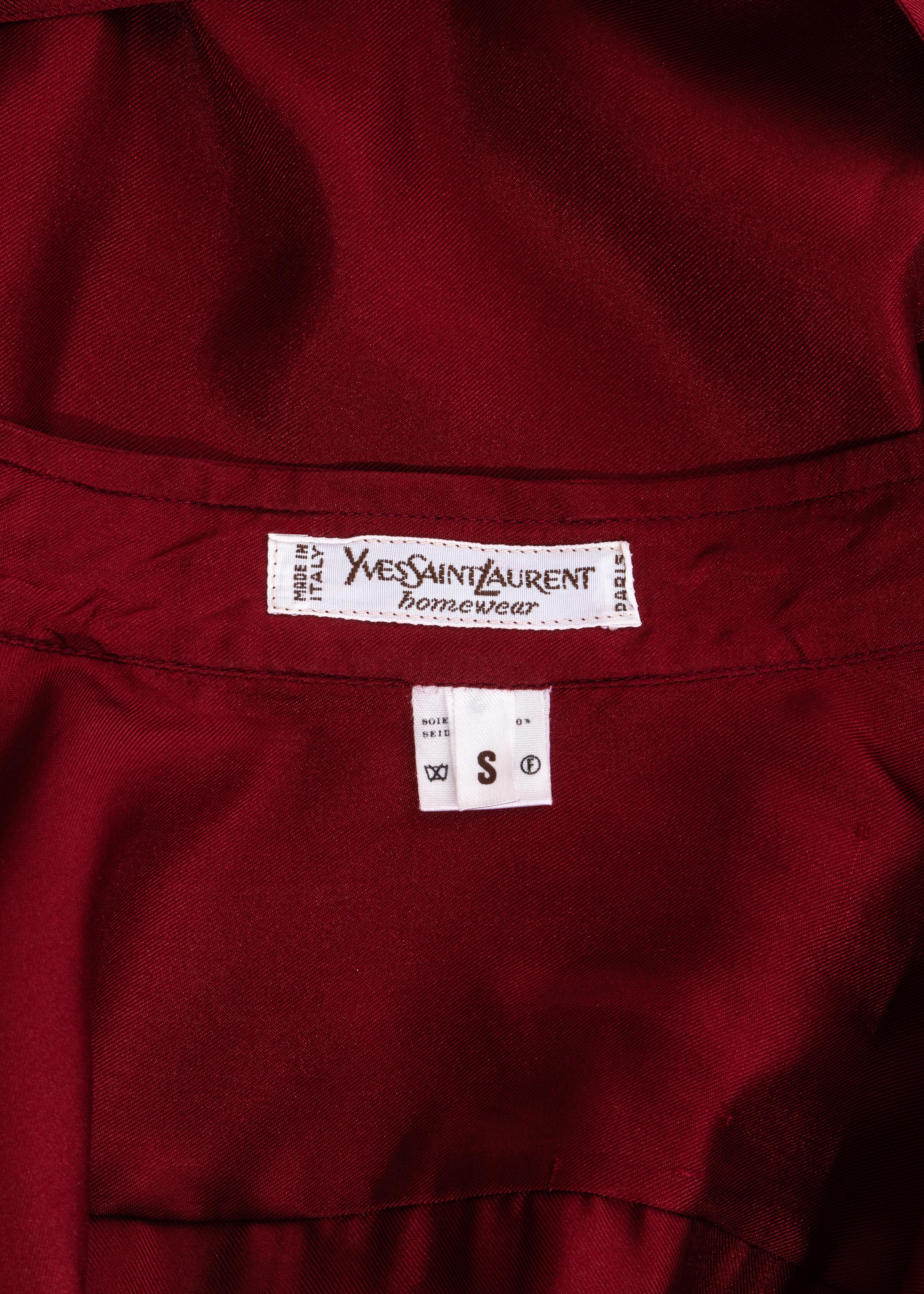 Men's Yves Saint Laurent red silk leisure suit, ss 1978 3
