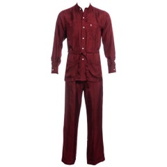 Men's Yves Saint Laurent red silk leisure suit, ss 1978