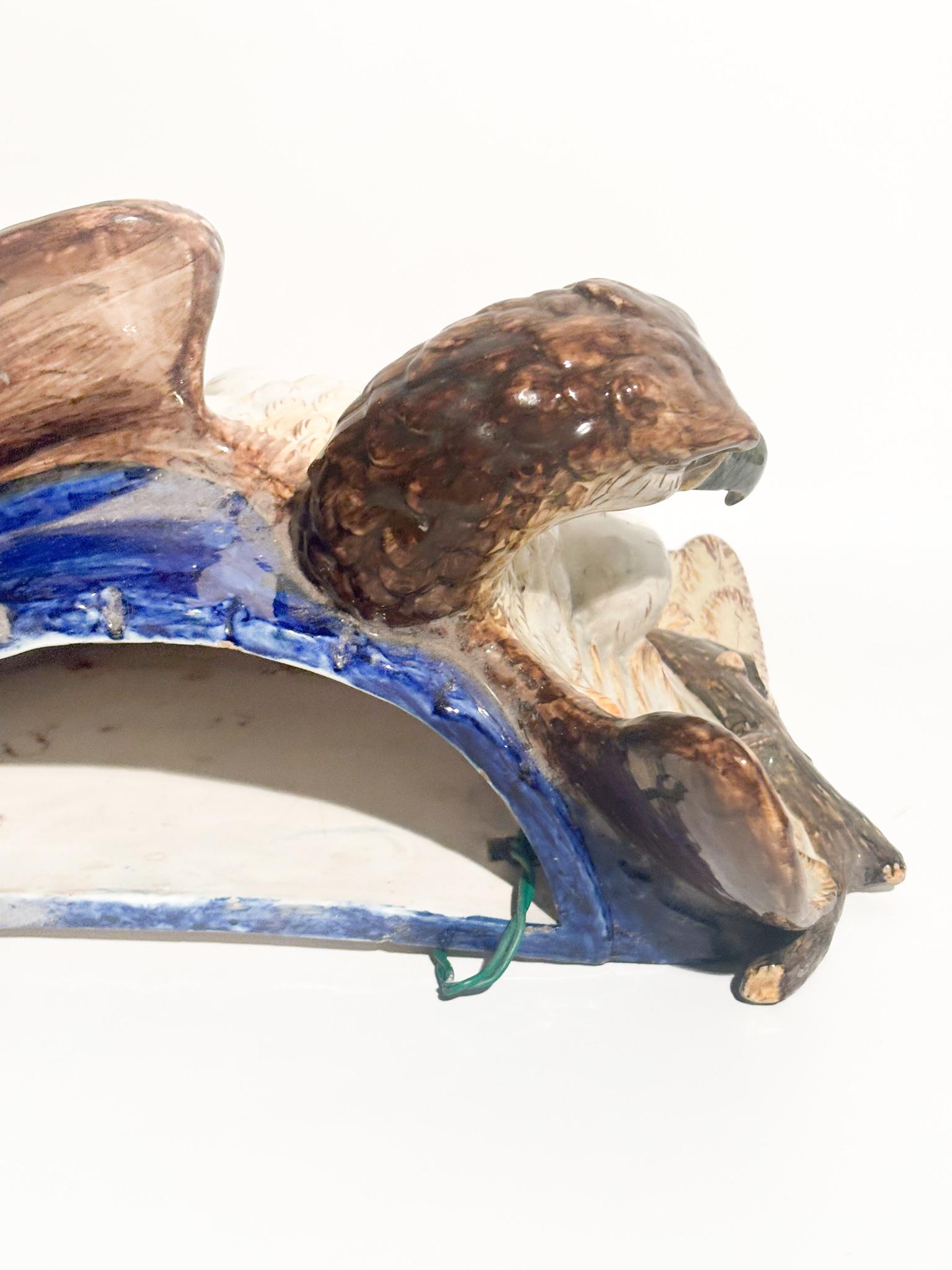 Mensola Portafiori da Parete in Ceramica di Ginori - Doccia a Forma di Aquila in vendita 4