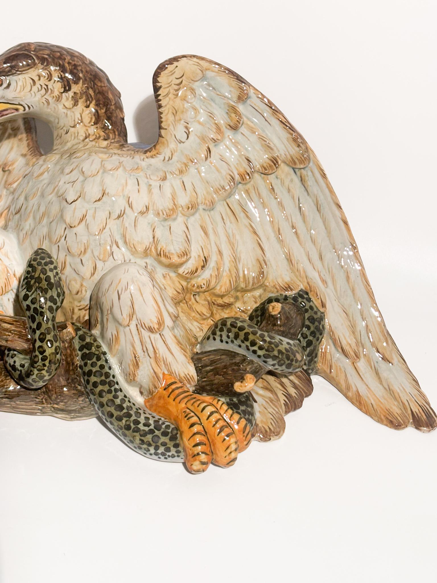 Italian Mensola Portafiori da Parete in Ceramica di Ginori - Doccia a Forma di Aquila in vendita