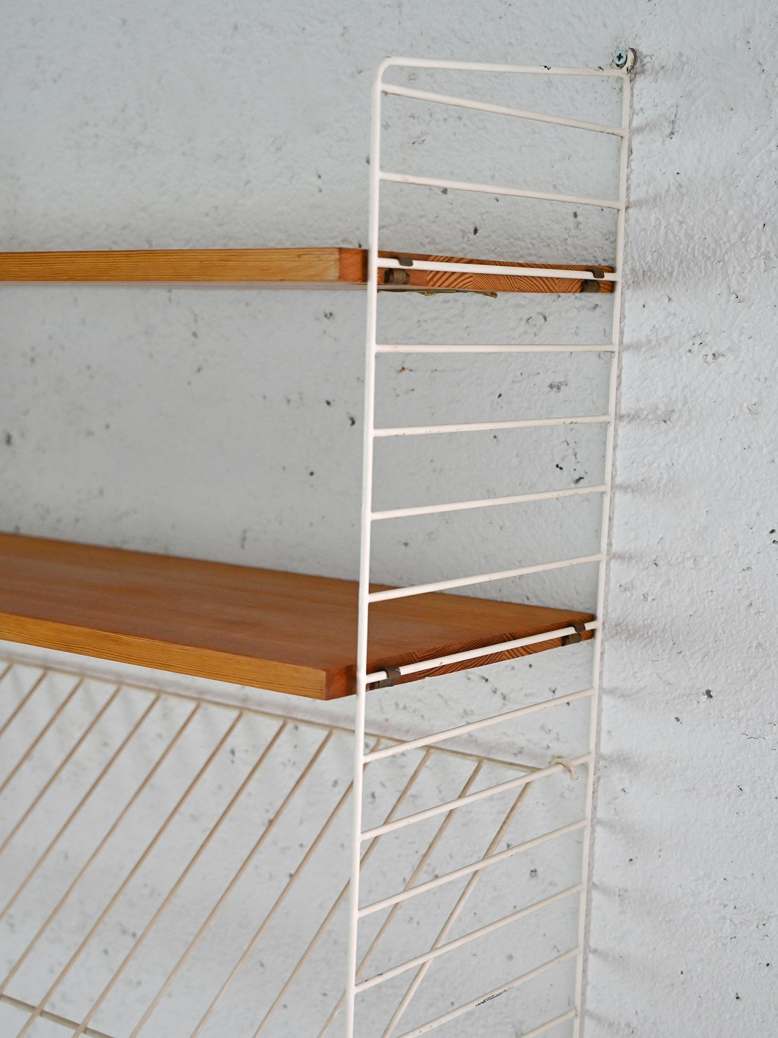 Scandinavian Modern Vintage shelves with metal frame For Sale