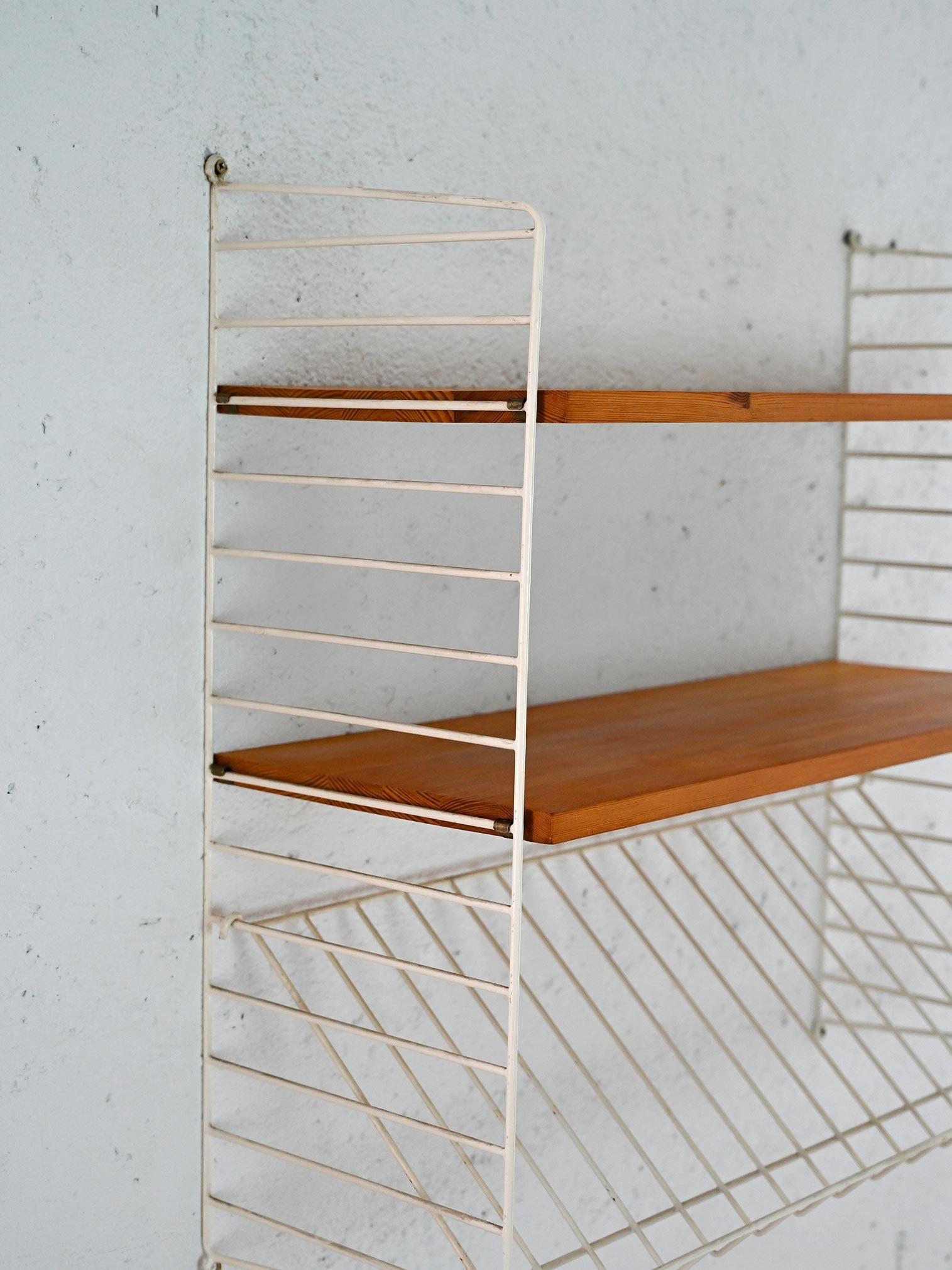 Scandinavian Vintage shelves with metal frame For Sale