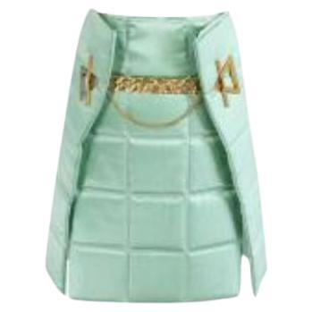 Menta Lacquered Matelasse Satin Skirt For Sale