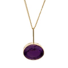 Mento 57.47 Carat Oval Amethyst Yellow Gold Pendant Necklace
