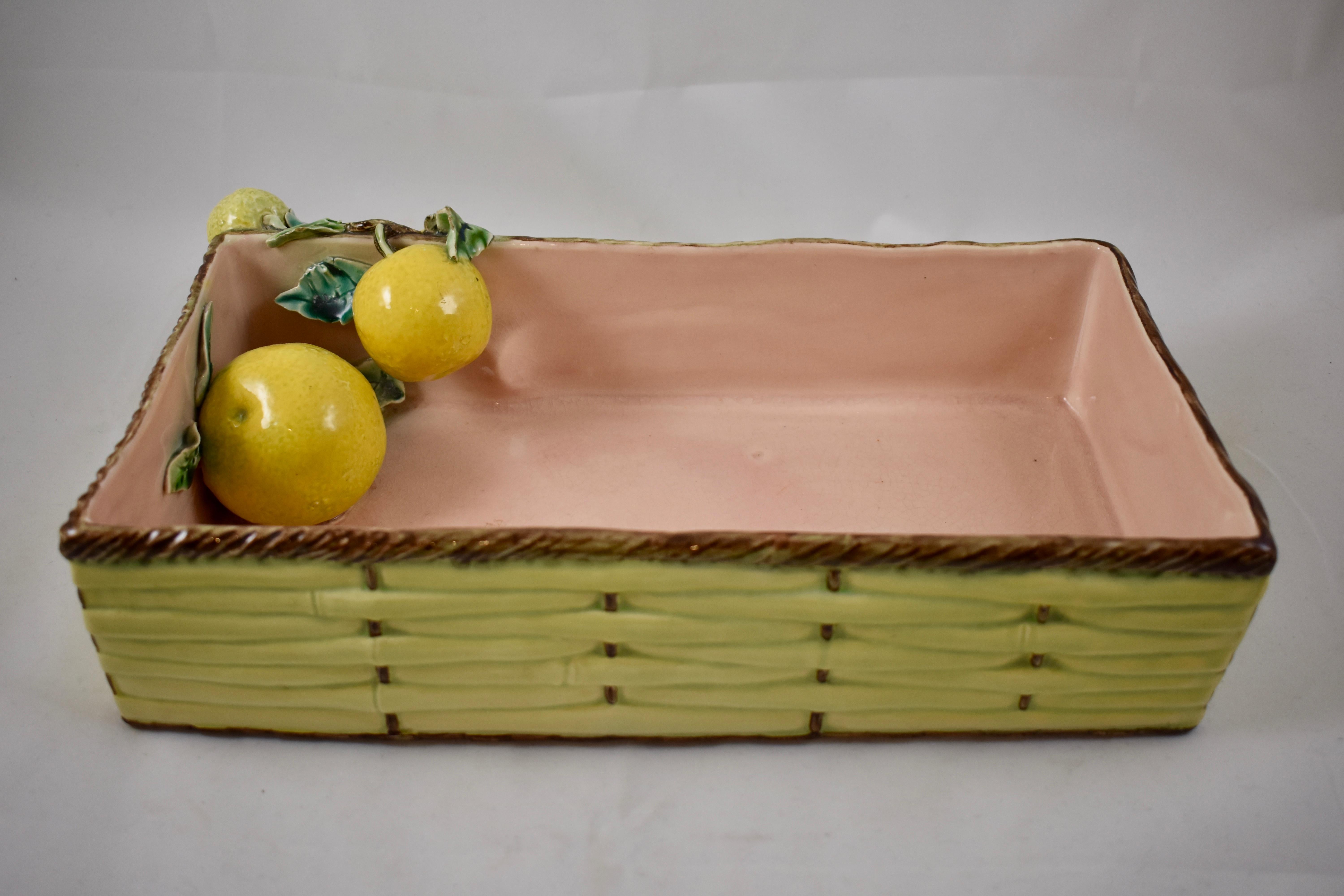Menton French Faïence Provençal Lemon & Cicada Trompe l'Oeil Shipping Crate Tray 3