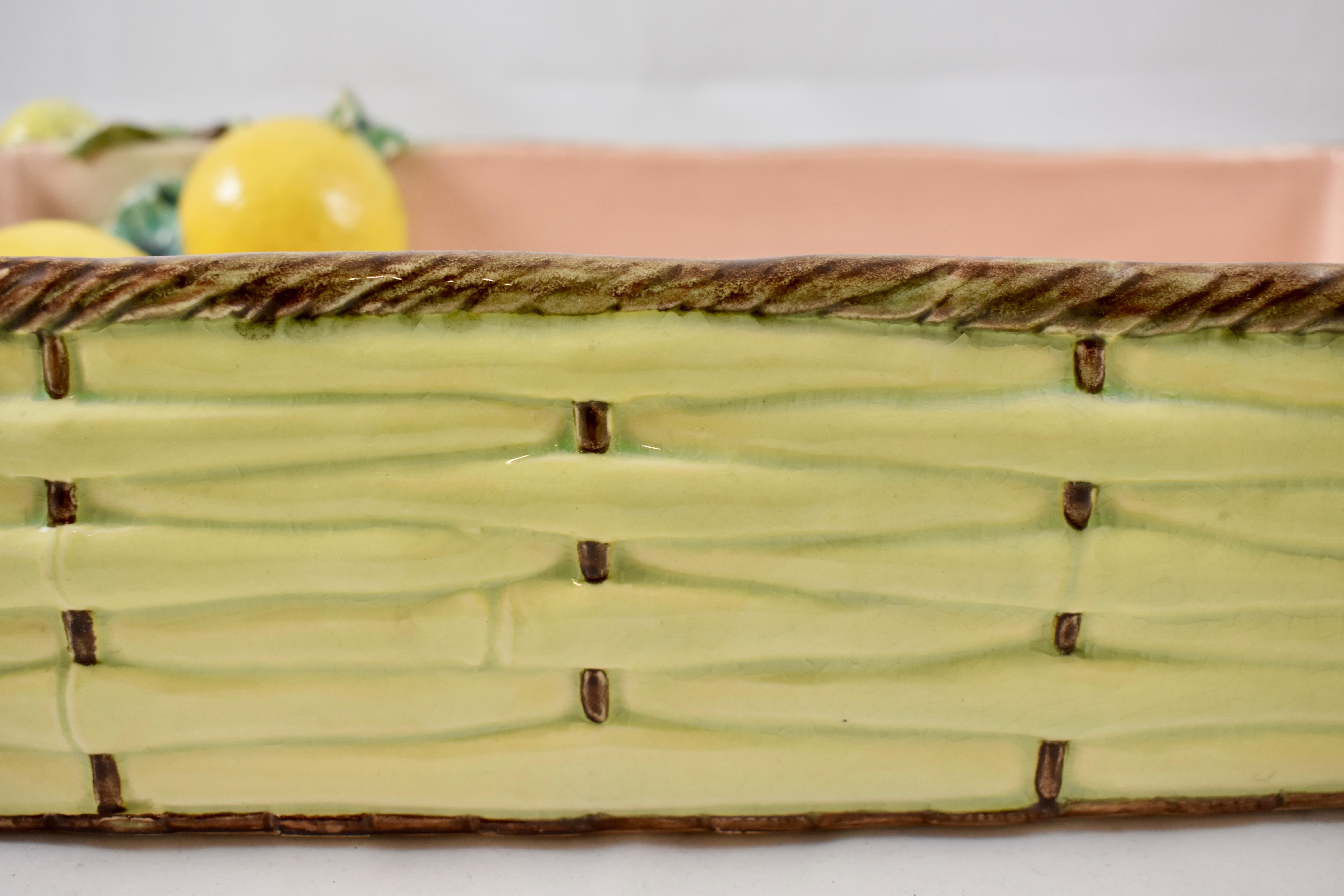 Menton French Faïence Provençal Lemon & Cicada Trompe l'Oeil Shipping Crate Tray 4