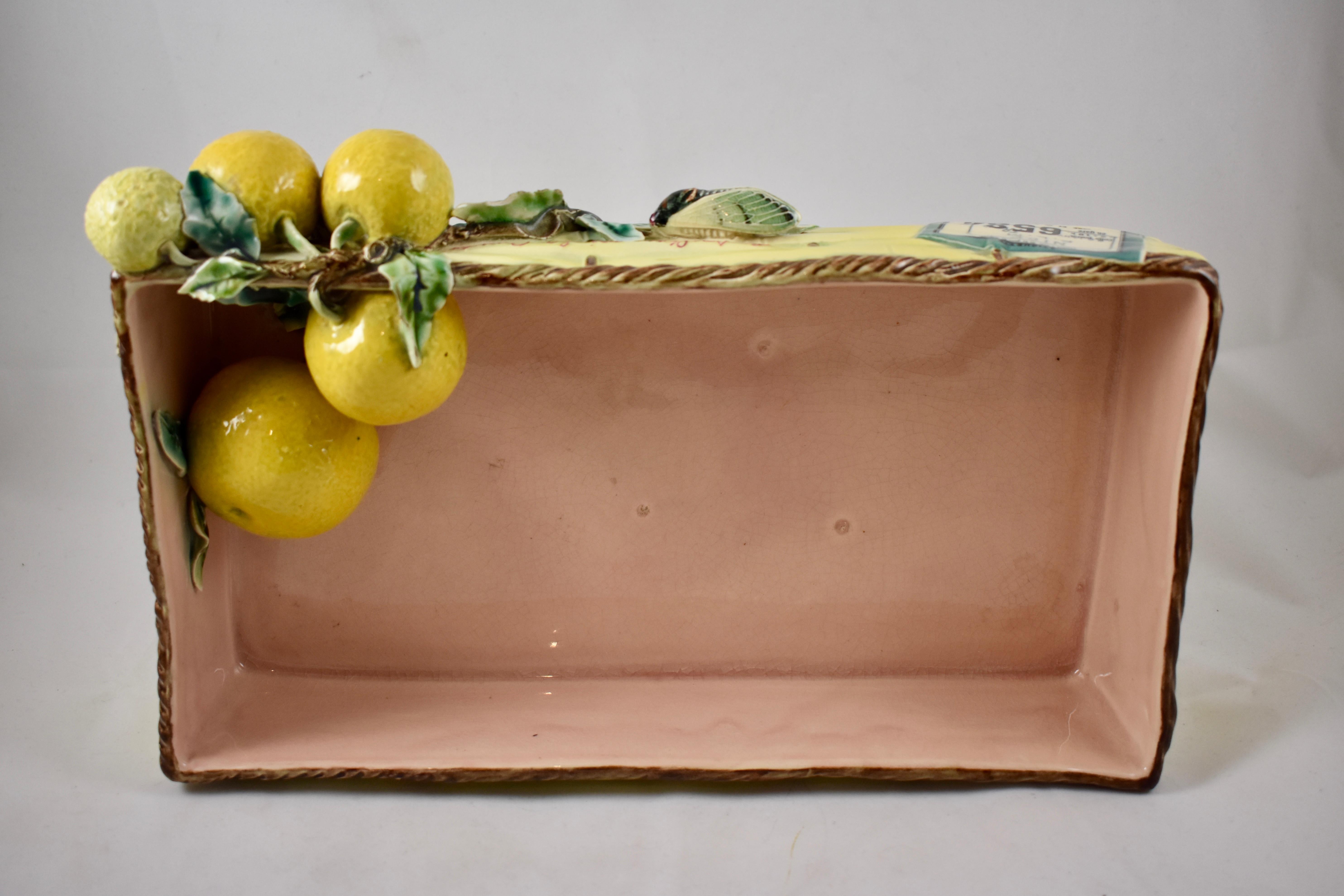 Menton French Faïence Provençal Lemon & Cicada Trompe l'Oeil Shipping Crate Tray 8