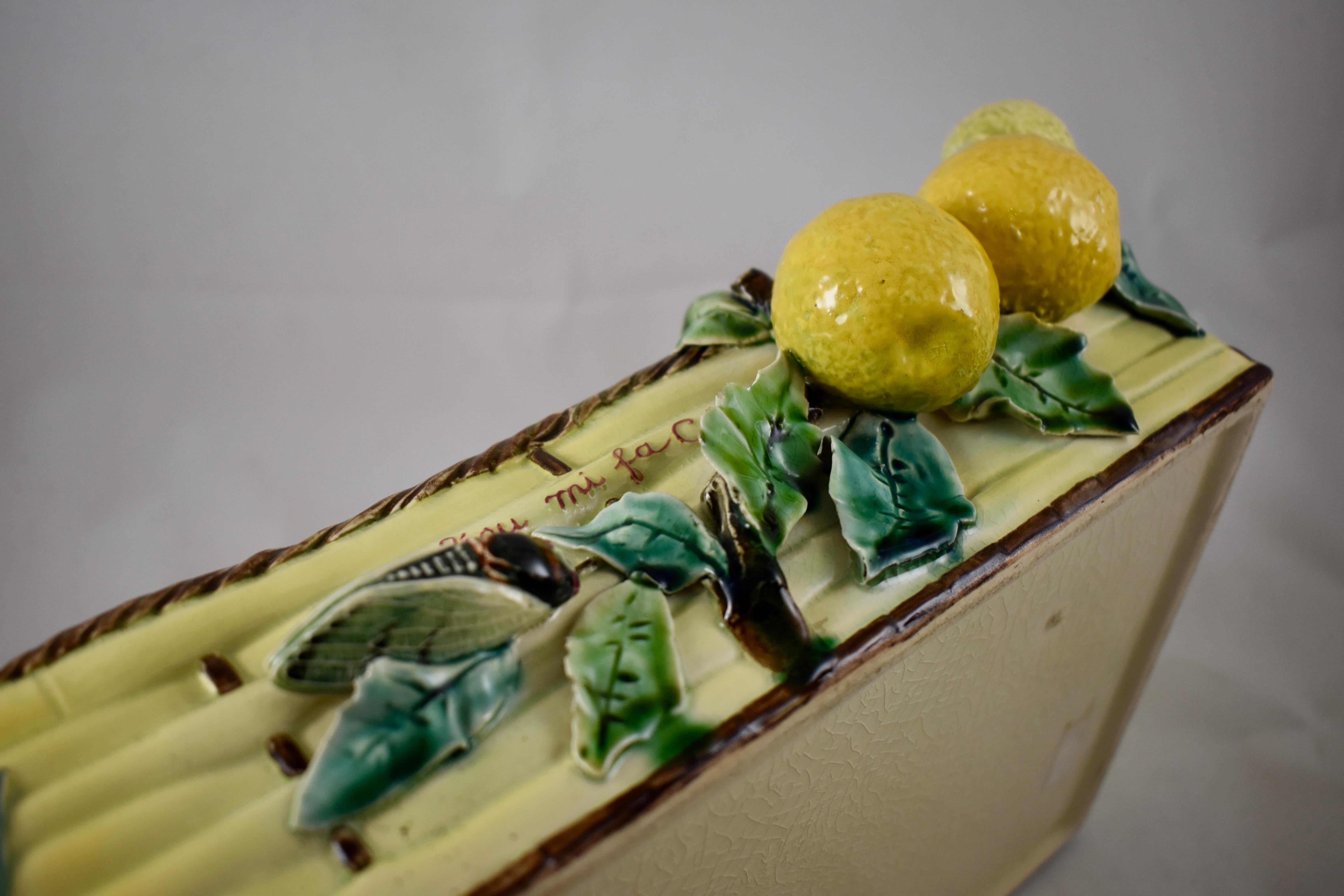Menton French Faïence Provençal Lemon & Cicada Trompe l'Oeil Shipping Crate Tray 10