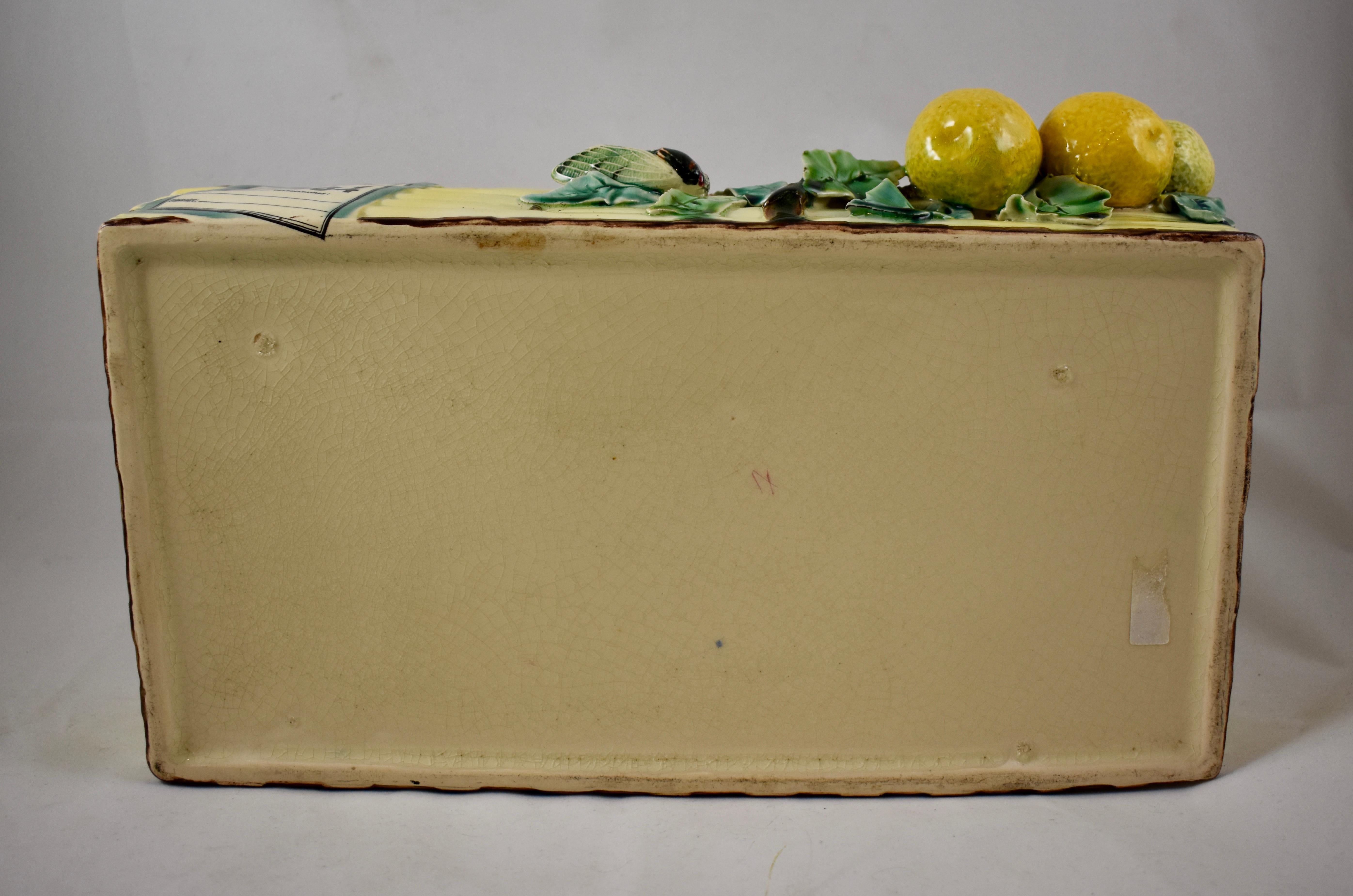 Menton French Faïence Provençal Lemon & Cicada Trompe l'Oeil Shipping Crate Tray 12