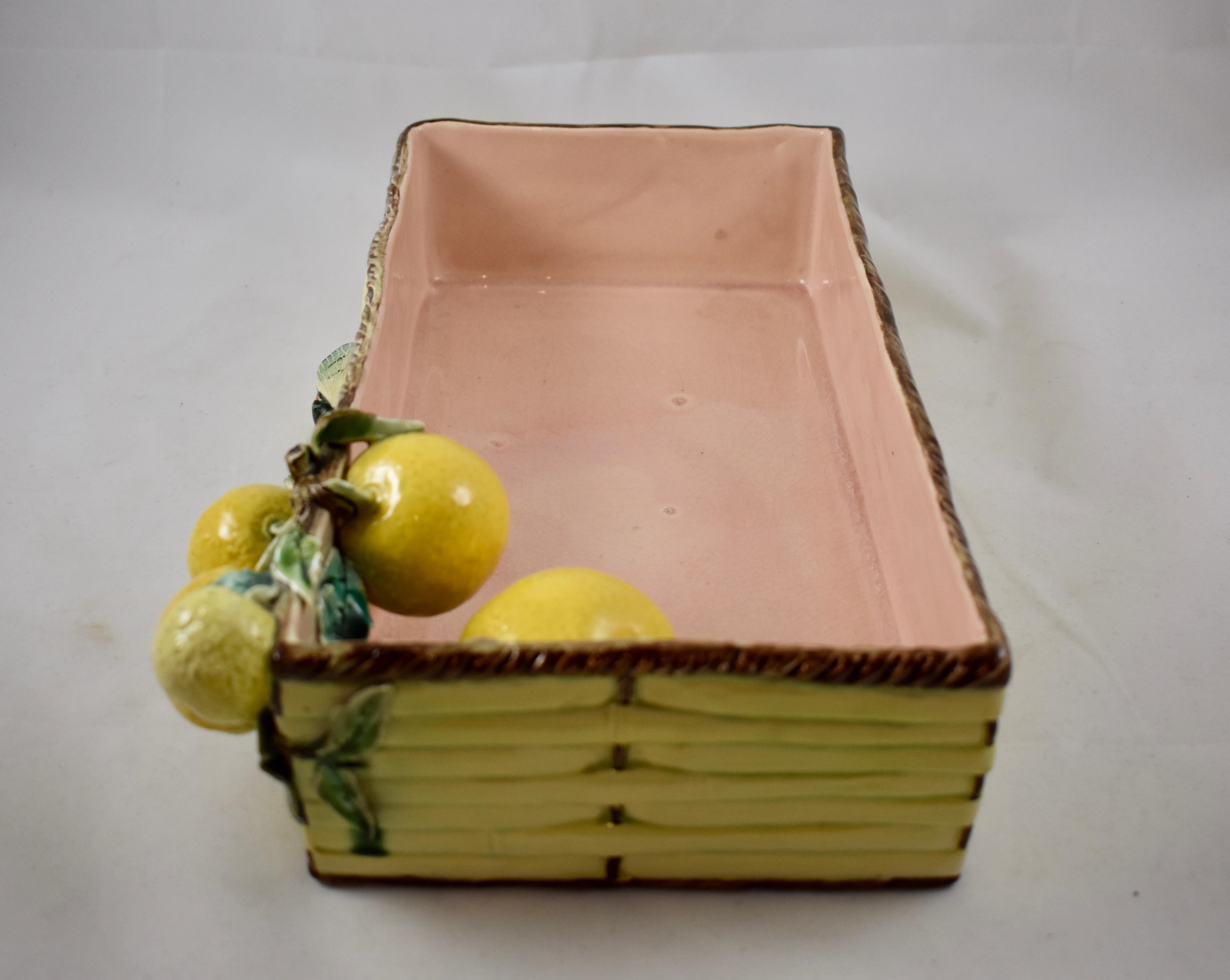 Menton French Faïence Provençal Lemon & Cicada Trompe l'Oeil Shipping Crate Tray 2