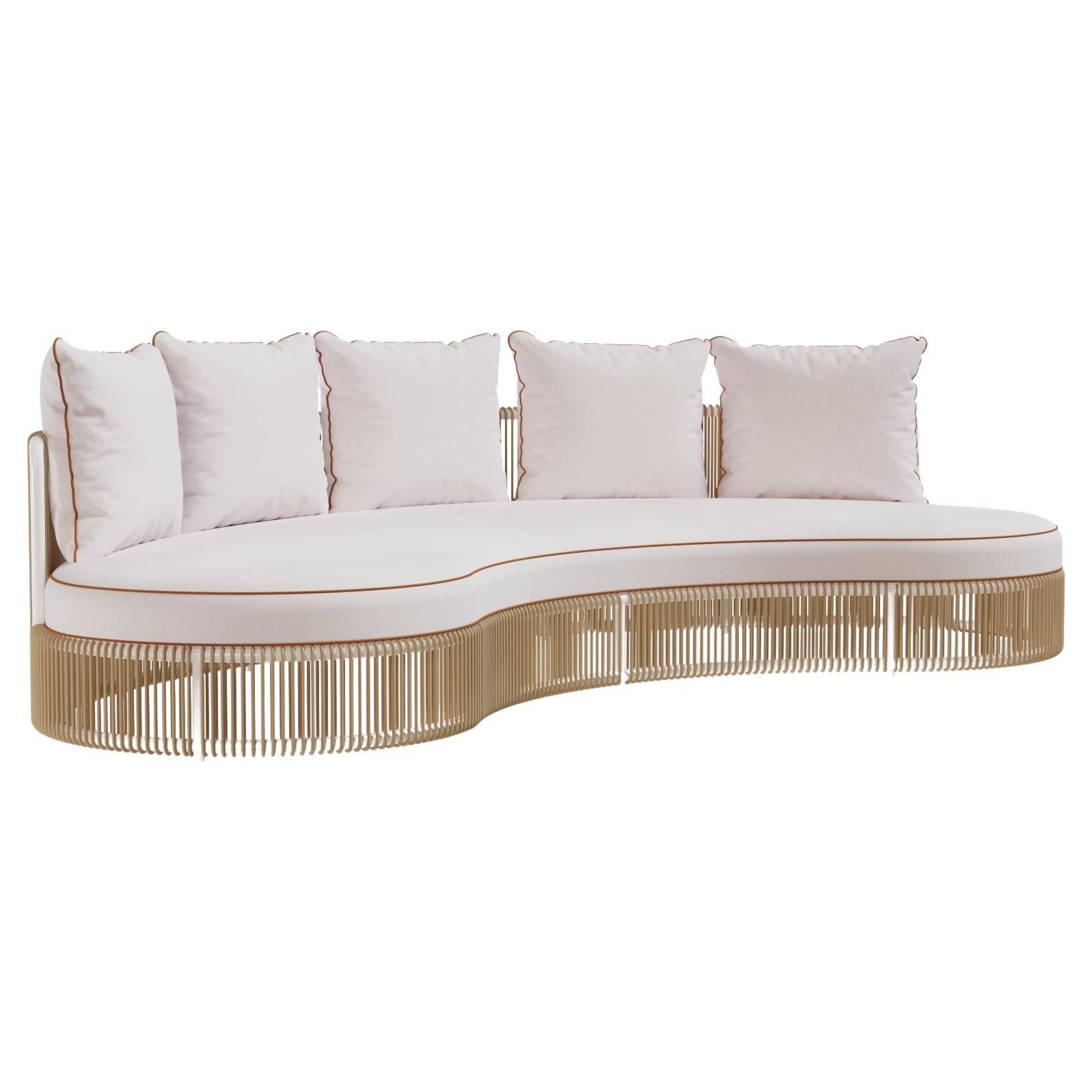 Menton Outdoor Sofa with Sculptural Metal Frame and Woven Cord Back For Sale