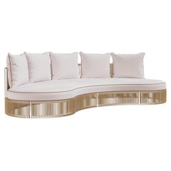 Menton Outdoor Sofa with Sculptural Metal Frame and Woven Cord Back