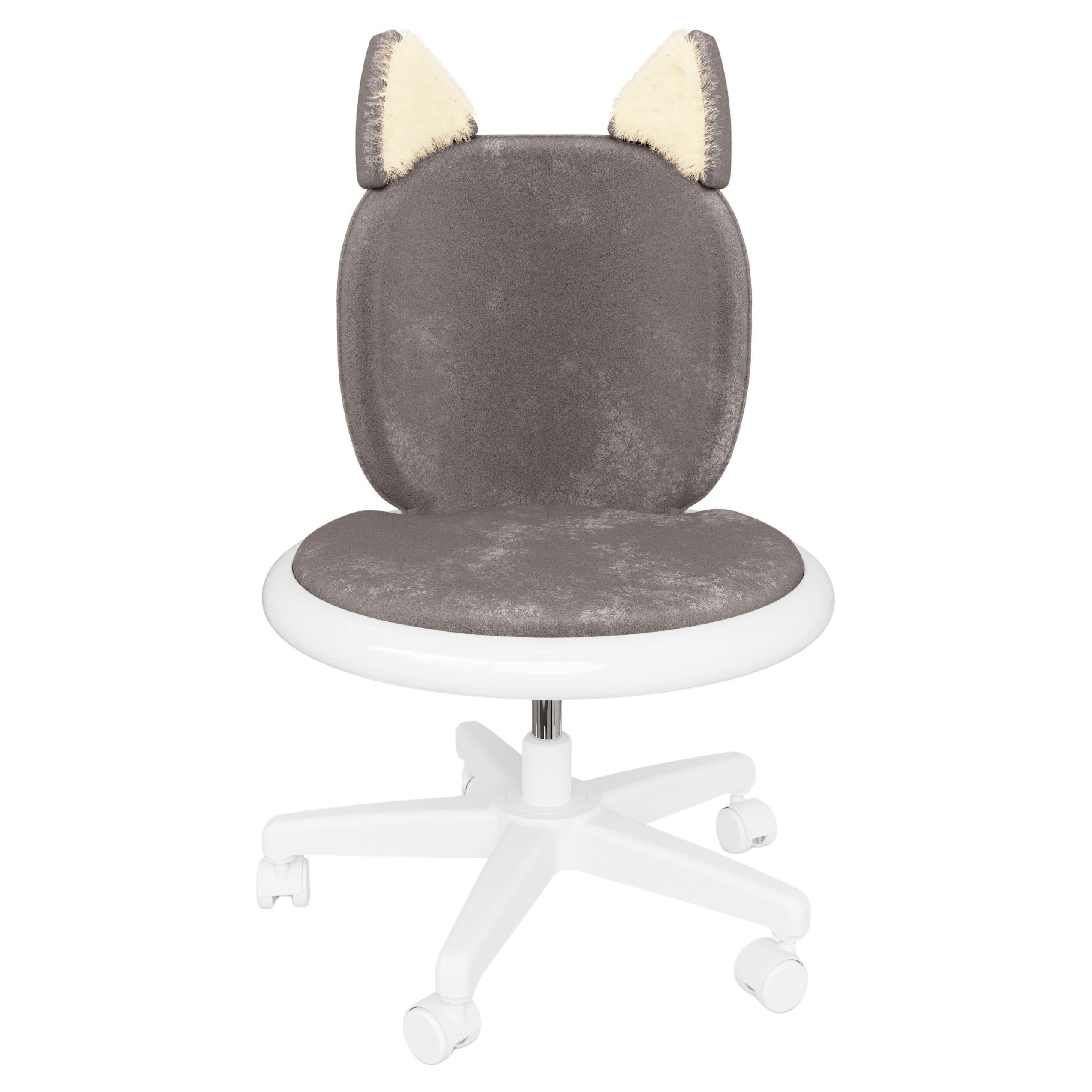 Chaise de bureau Meow en velours Antracite par MAGILORE - Chaise de bureau pivotante pour enfants