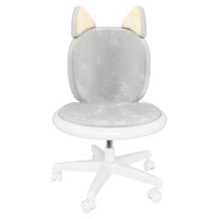 Meow Office Chair in Light Grey Velvet by MAGILORE – Kids’ Swivel Desk Chair