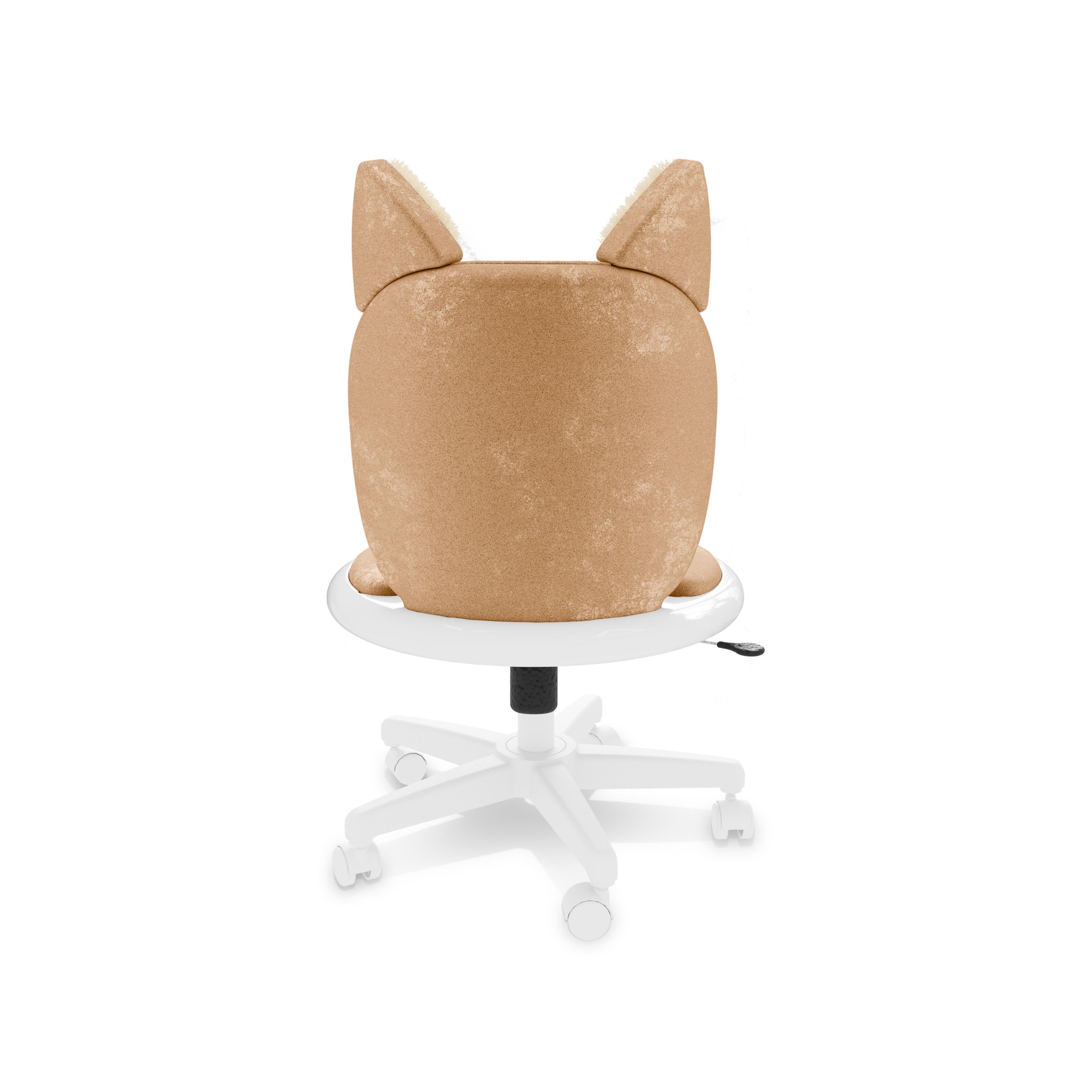 Portoghese Sedia da ufficio Meow in velluto di leone - Sedia da scrivania girevole per bambini con orecchie di gatto in vendita