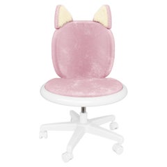 Meow Office Chair in Pink Velvet by MAGILORE– Kids’ Swivel Desk Chair
