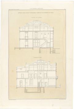 Meppel Country House, Sections, Dutch Architecture Print, Leliman, 1865-1866