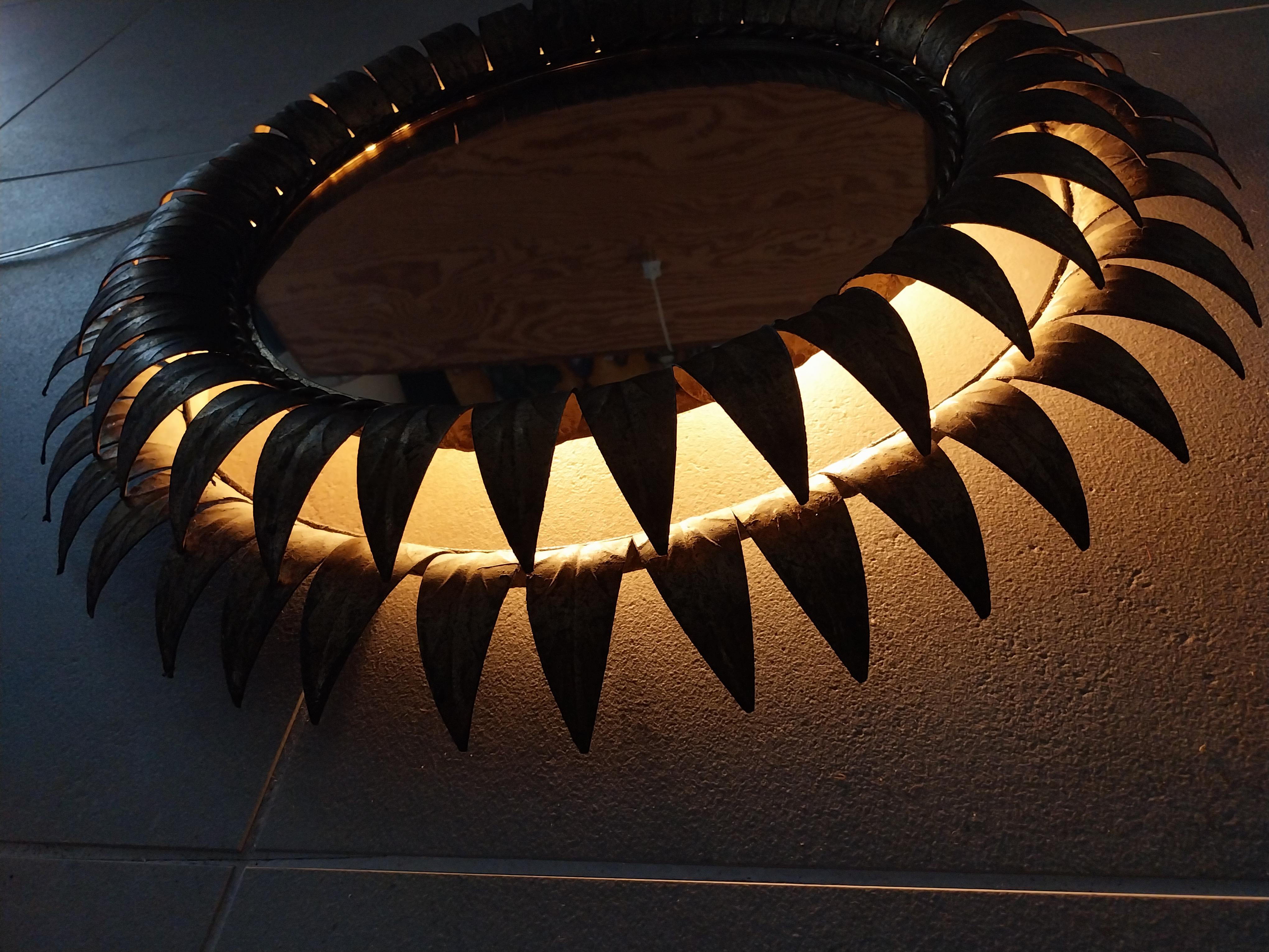 Meral sunburst mirror with wall-light For Sale 5