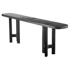 Meranti Wood Console Table with a Burnt Finish