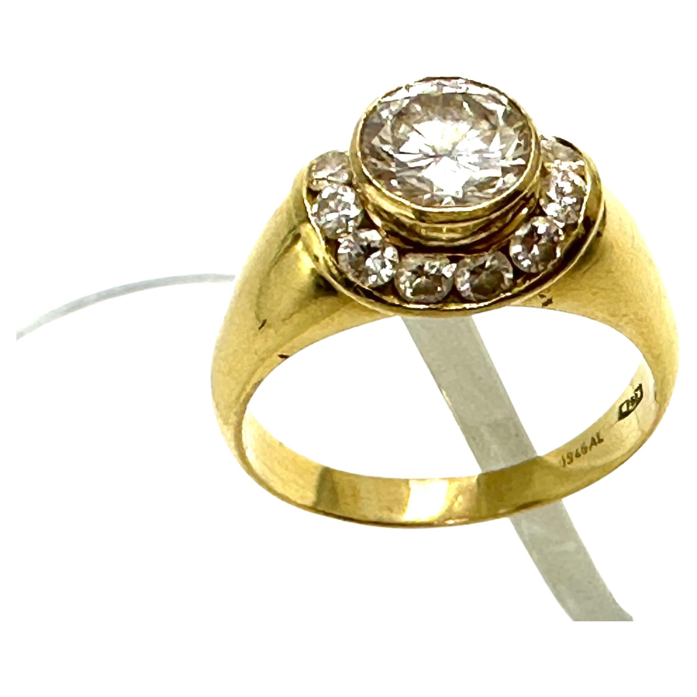 Wonderful convex band ring with diamonds For Sale