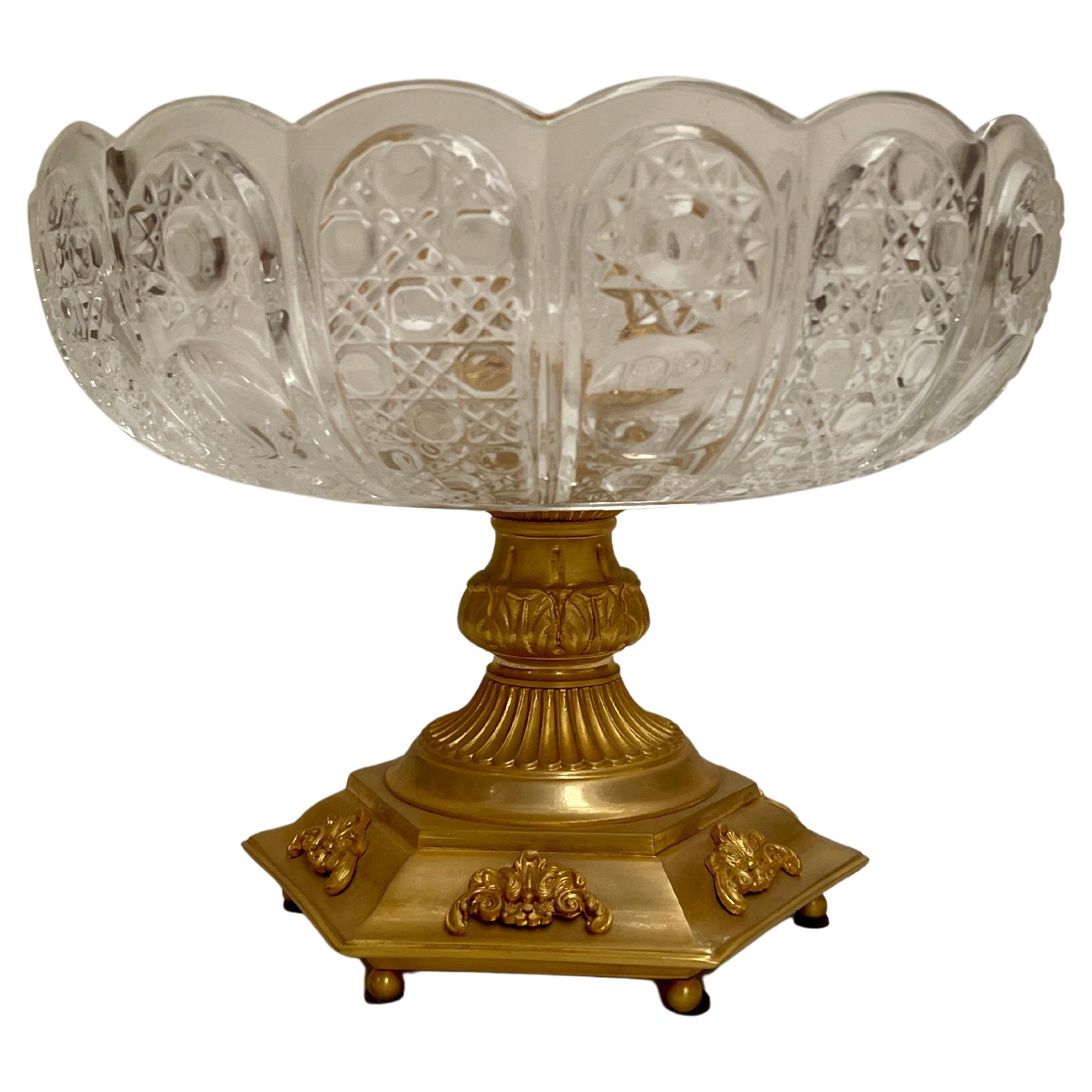 Wonderful Italian crystal and 24-karat gold-plated bronze centerpiece